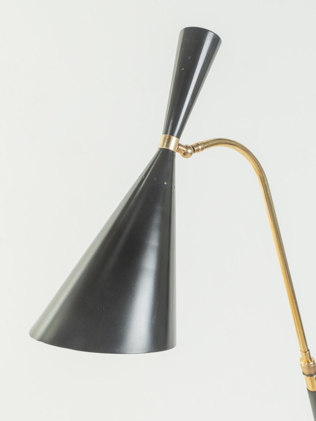 Brass Stilnovo Italian Floor Lamp with Marble Stand