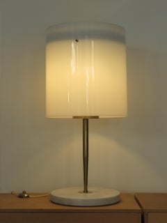 Paralume da tavolo in ottone, marmo e plexiglass, Stilnovo, anni '60, metà del secolo scorso