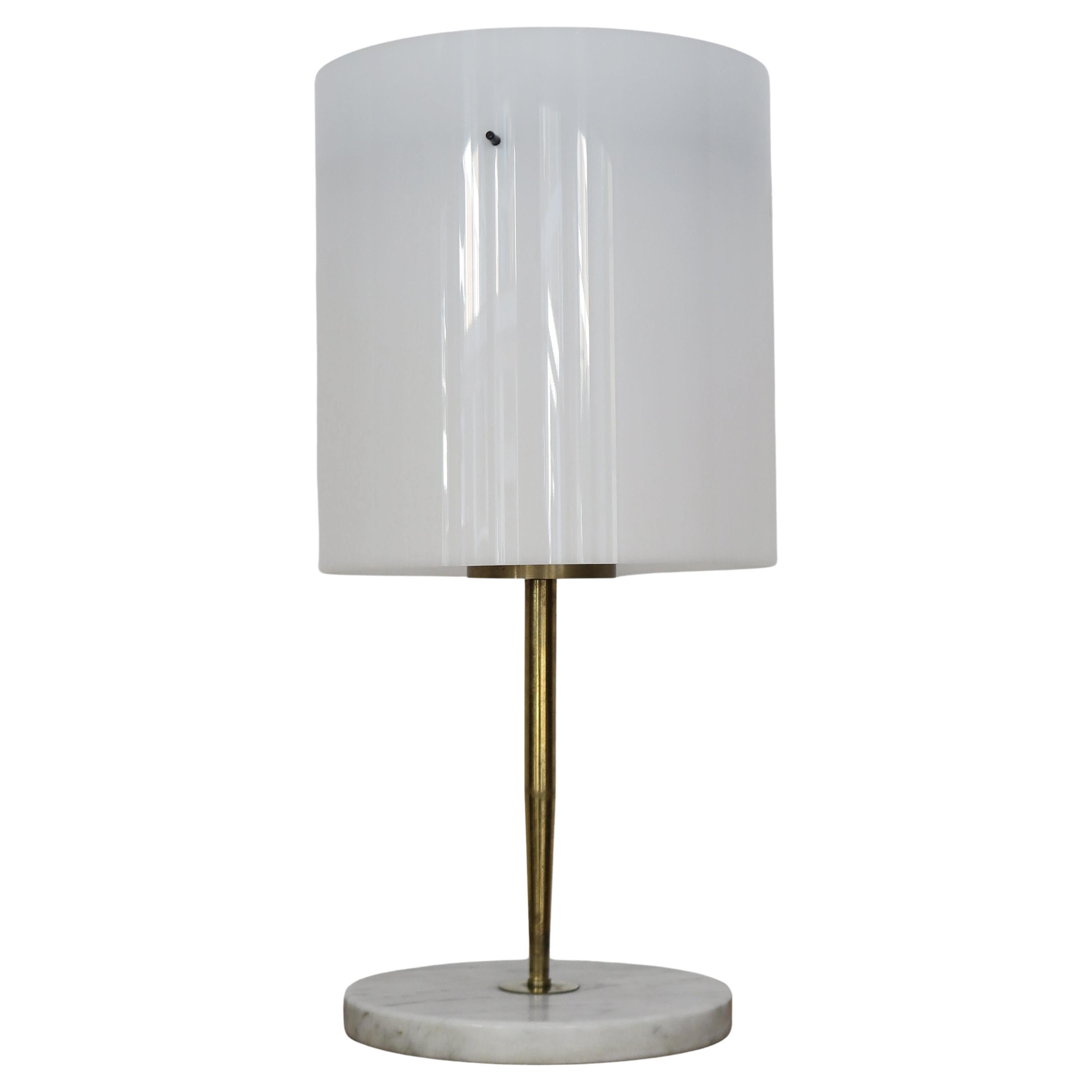Stilnovo Italian Mid-century Brass Marble Plexiglass Table Lampshade, 1960s en vente