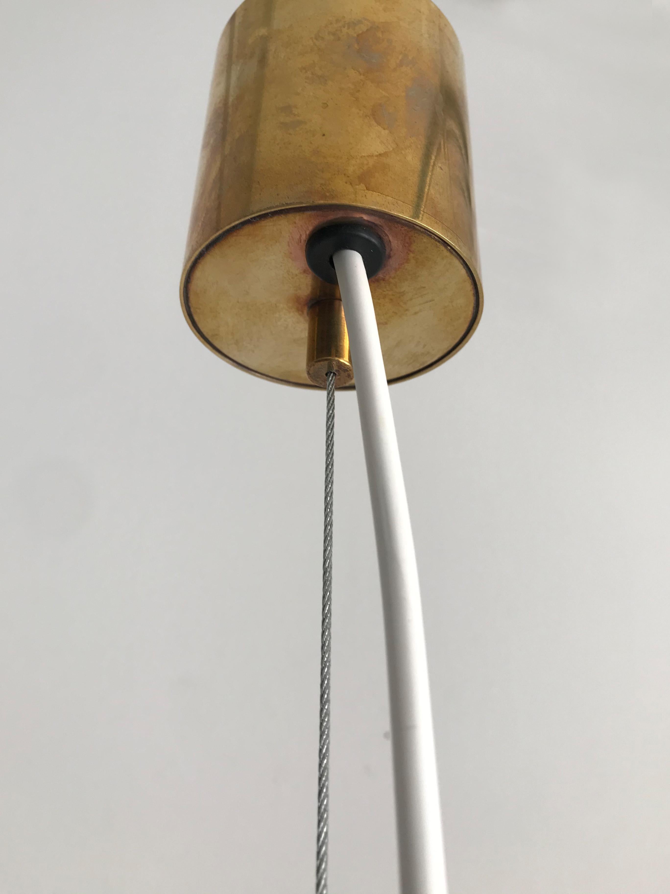 Stilnovo Italian Mid-Century Modern Brass and Glass Red Pendant Lamp, 1960s 7