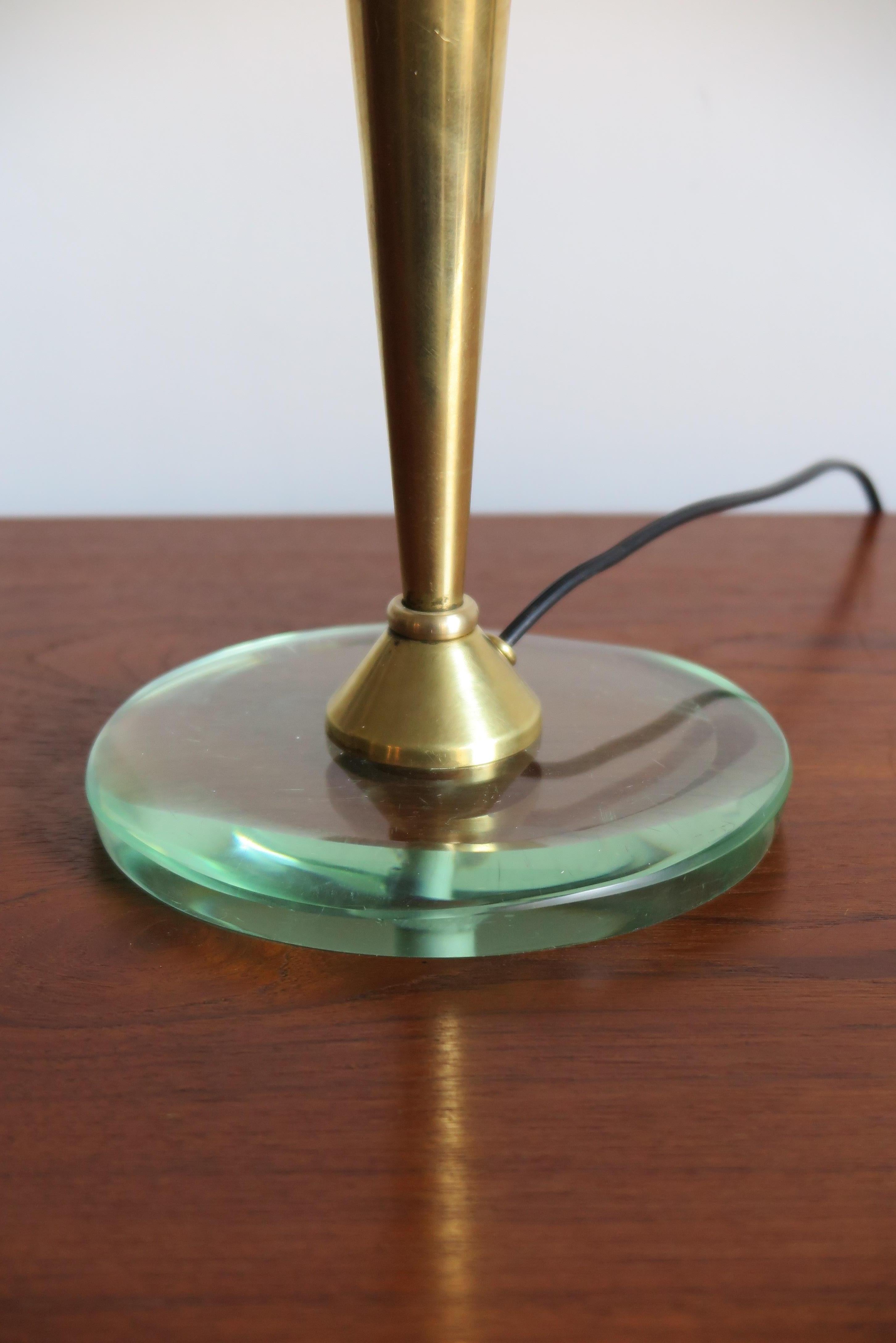 Stilnovo Italian Mid-Century Modern Brass and Glass Table Lamp, 1950s 2