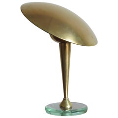 Stilnovo Italian Mid-Century Modern Brass and Glass Table Lamp, 1950s