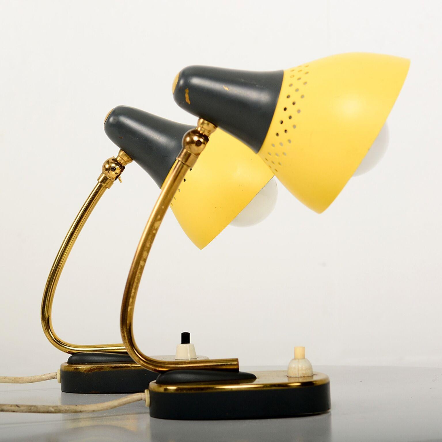 Stilnovo Italian Mid-Century Modern Pair of Table Lamps Sassy Sculptural Shape 1