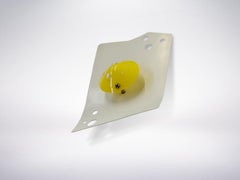 Stilnovo Attributed, Italian Mid-Century White Yellow Geometric Sconce, 1958