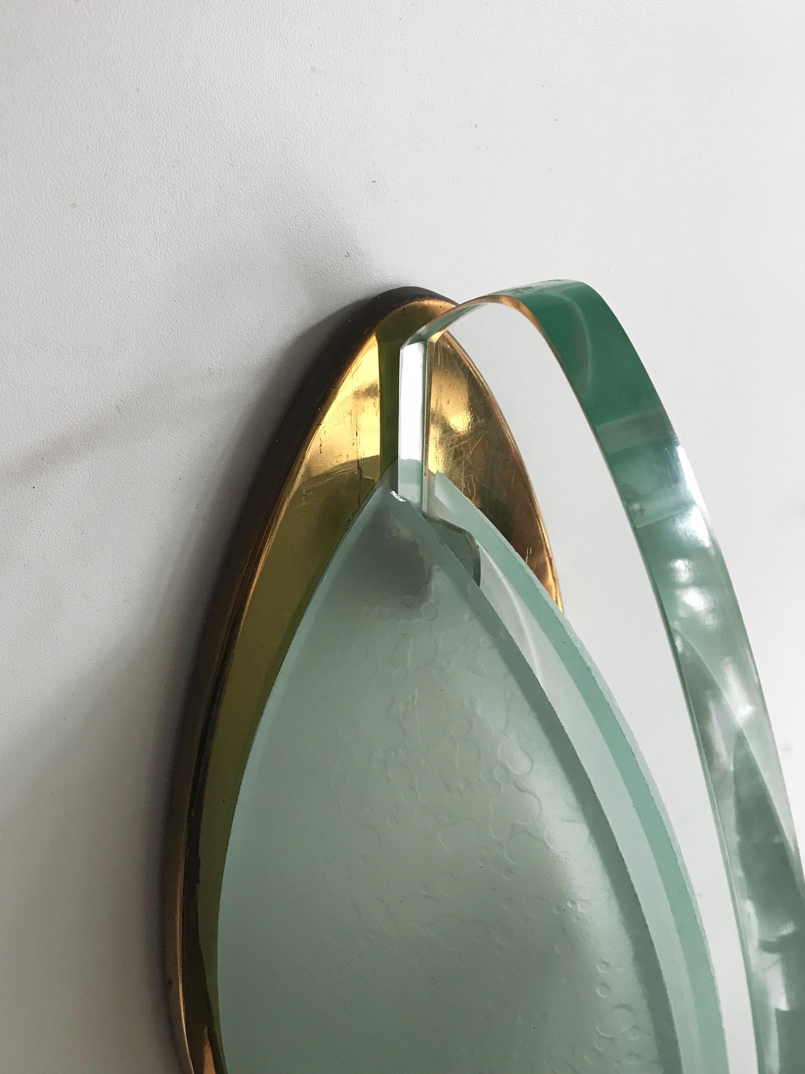Stilnovo Italian Mid-Century Brass Glass Sconce Wall Lamp, 1960s 6