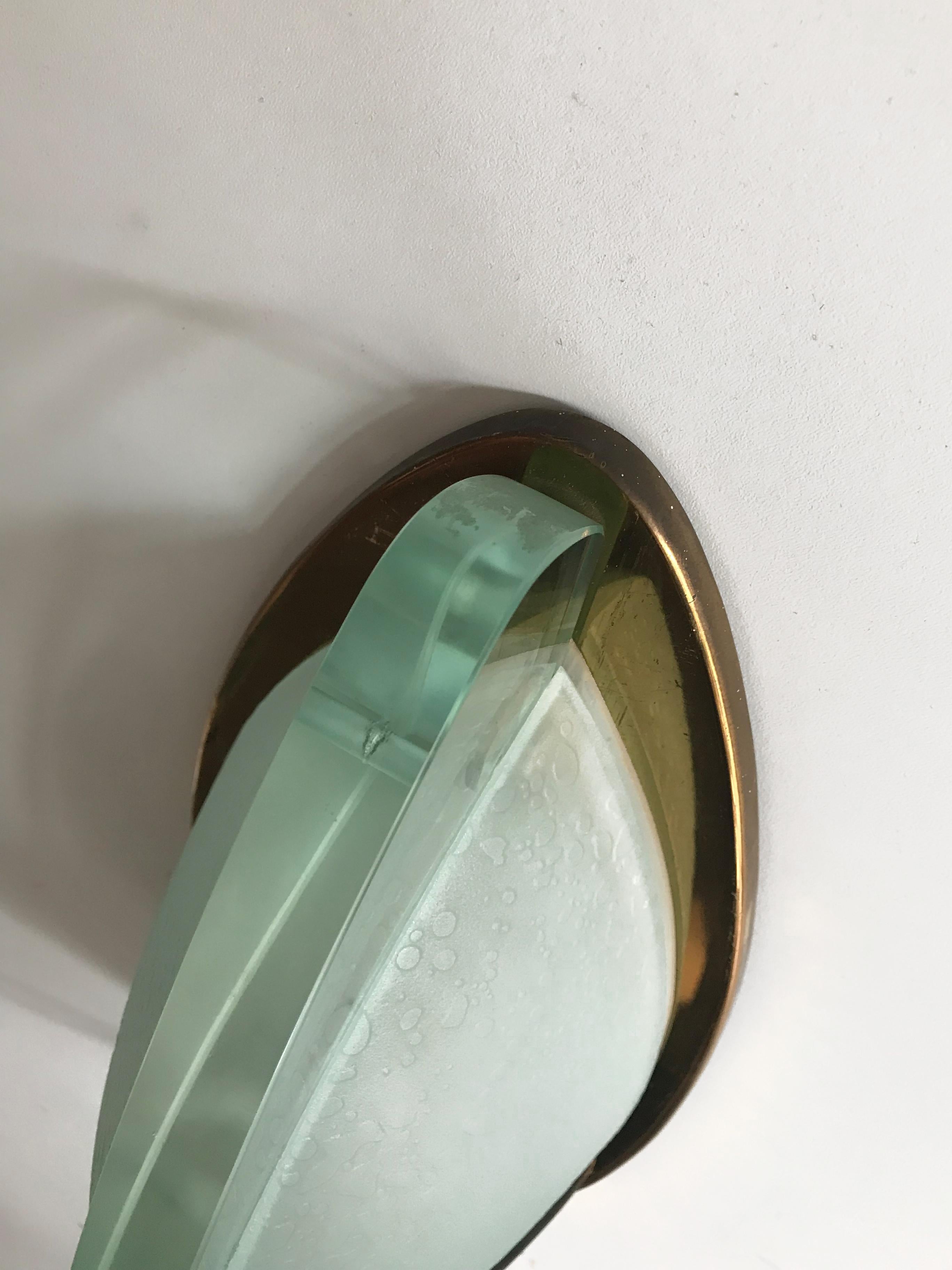 Stilnovo Italian Mid-Century Brass Glass Sconce Wall Lamp, 1960s 7