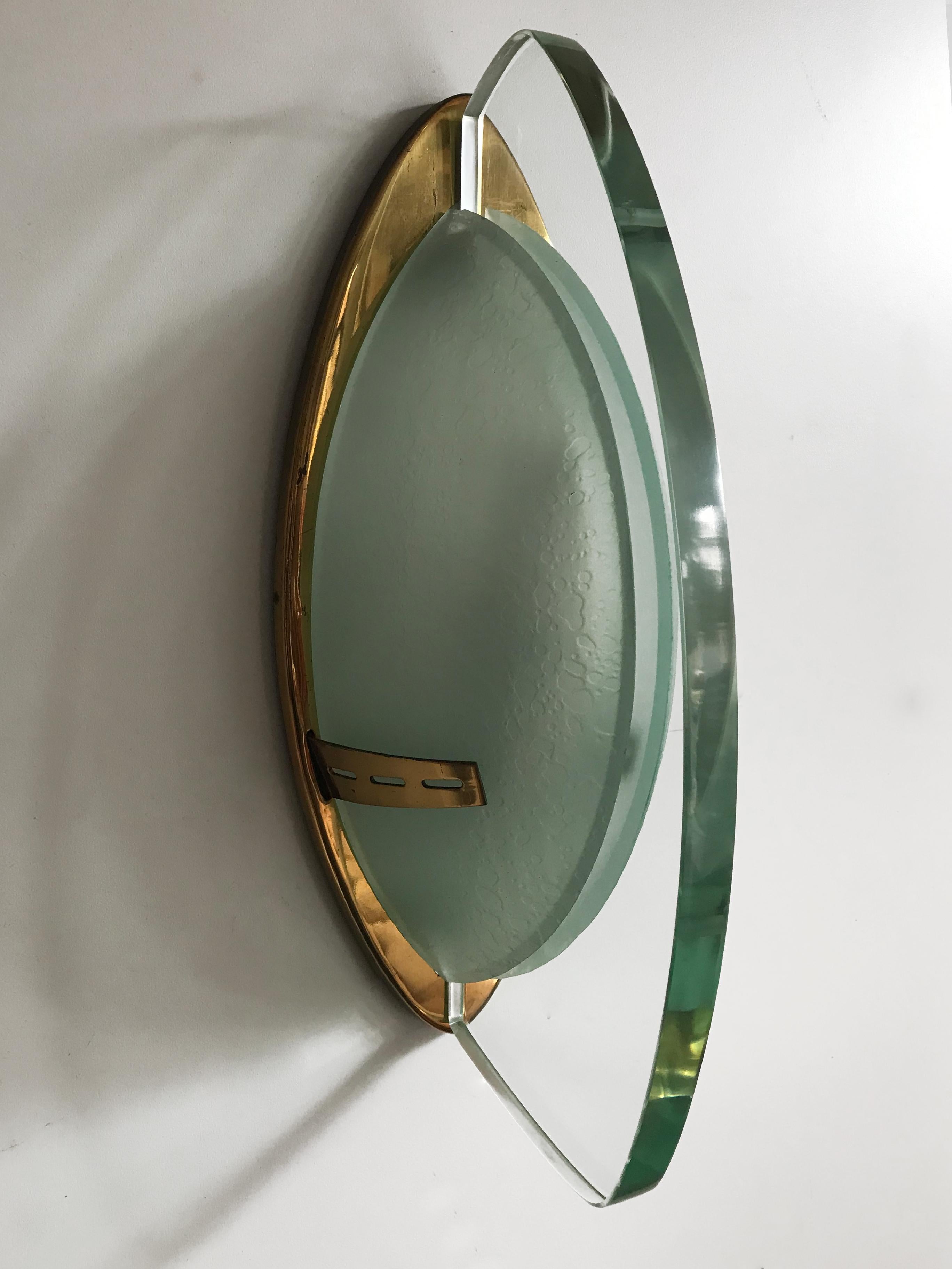 Stilnovo Italian Mid-Century Brass Glass Sconce Wall Lamp, 1960s 2