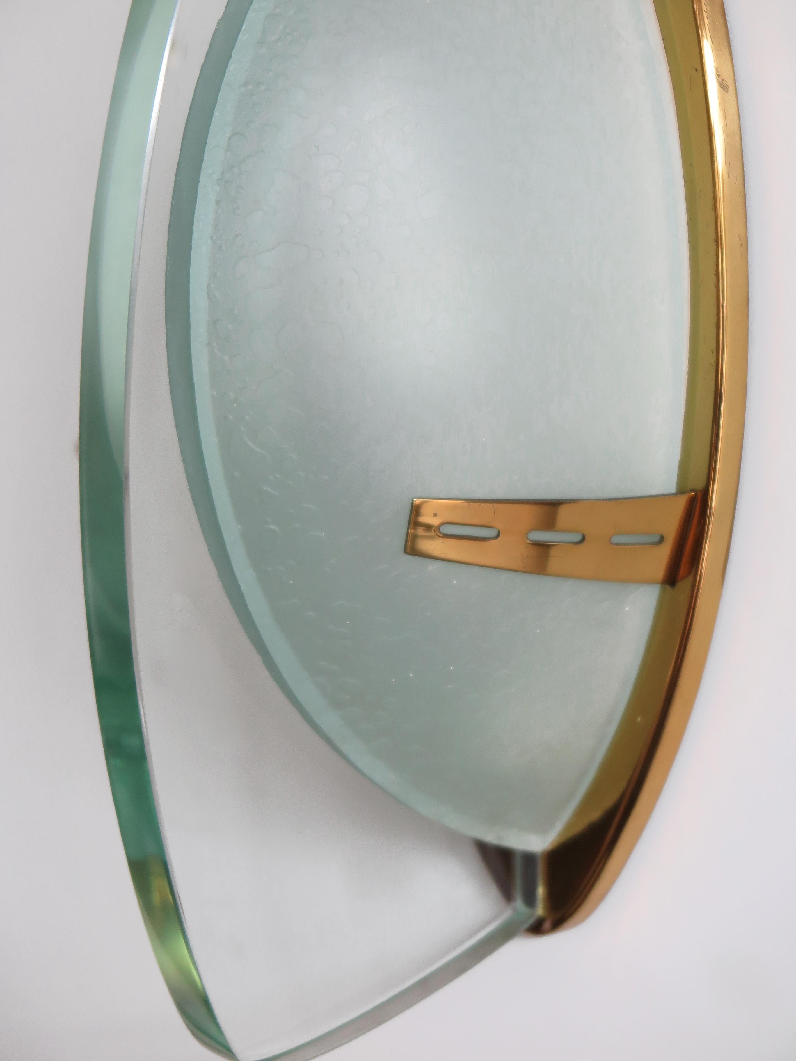 Stilnovo Italian Mid-Century Brass Glass Sconce Wall Lamp, 1960s 3