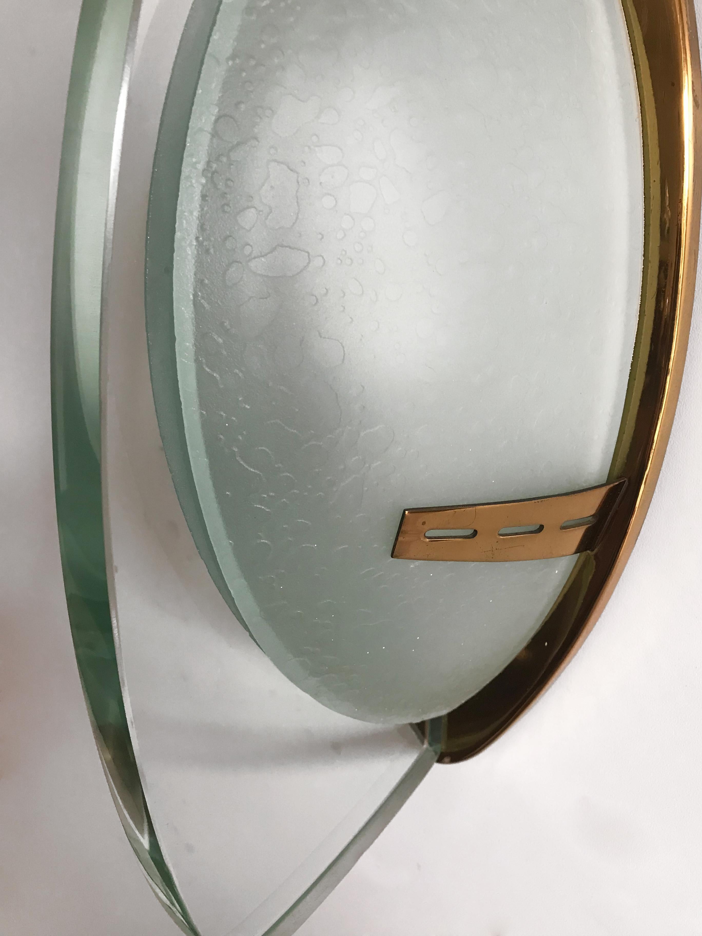Stilnovo Italian Mid-Century Brass Glass Sconce Wall Lamp, 1960s 4