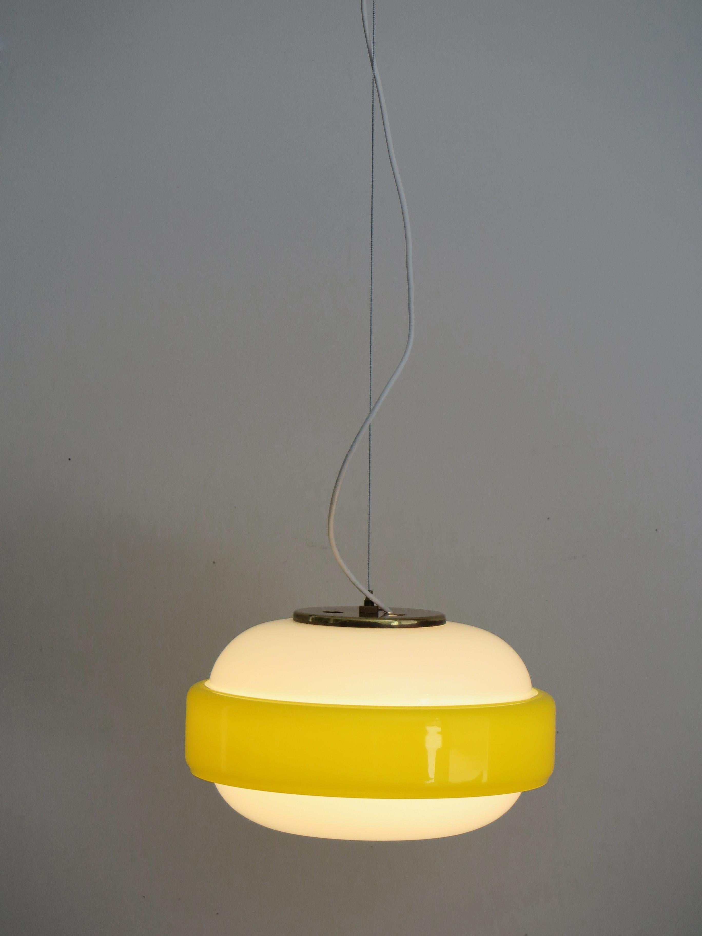 Stilnovo Italian Mid-Century Modern Brass and Glass Pendant Lamps, 1960s 8