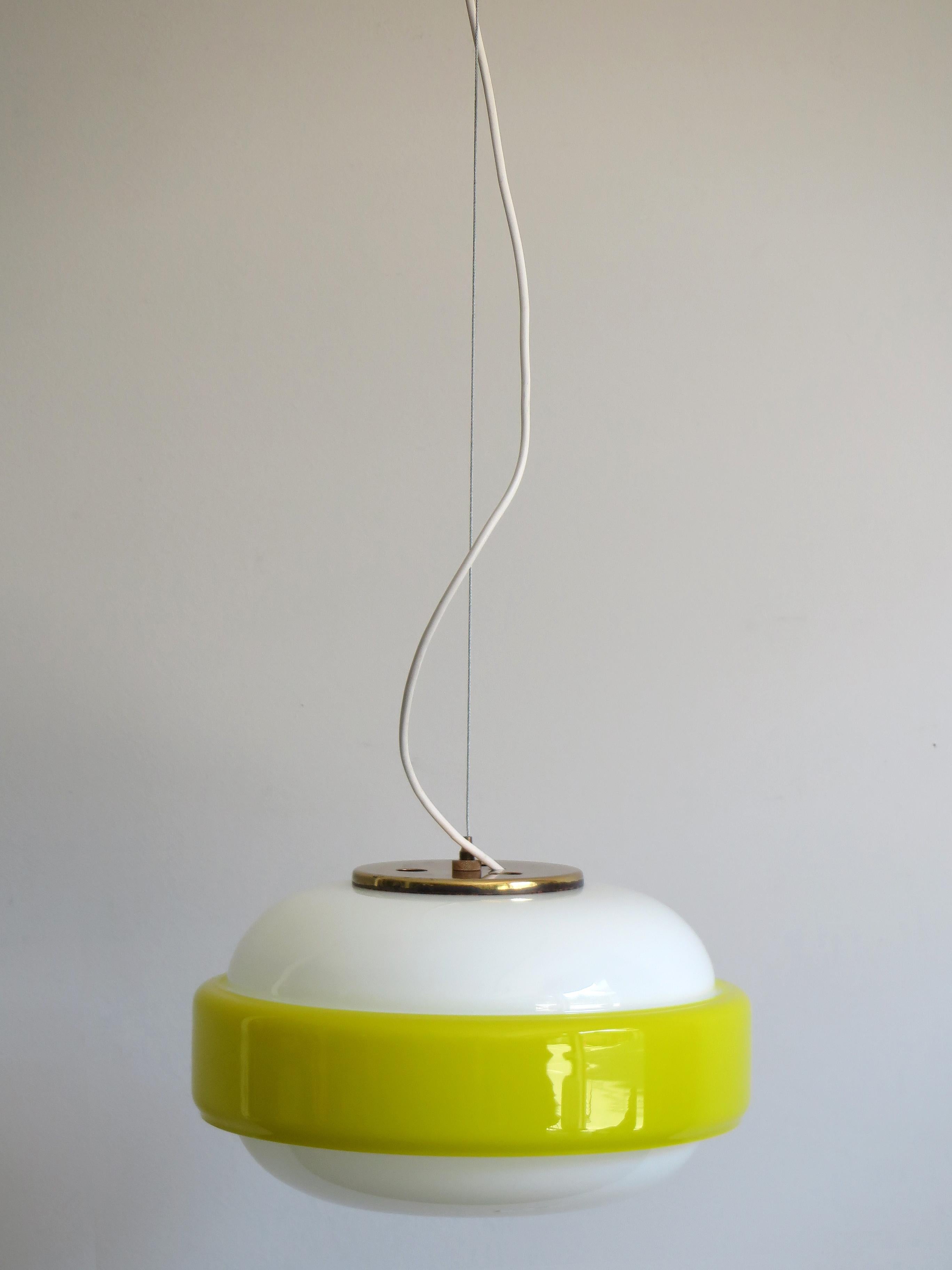 Stilnovo Italian Mid-Century Modern Brass and Glass Pendant Lamps, 1960s 9