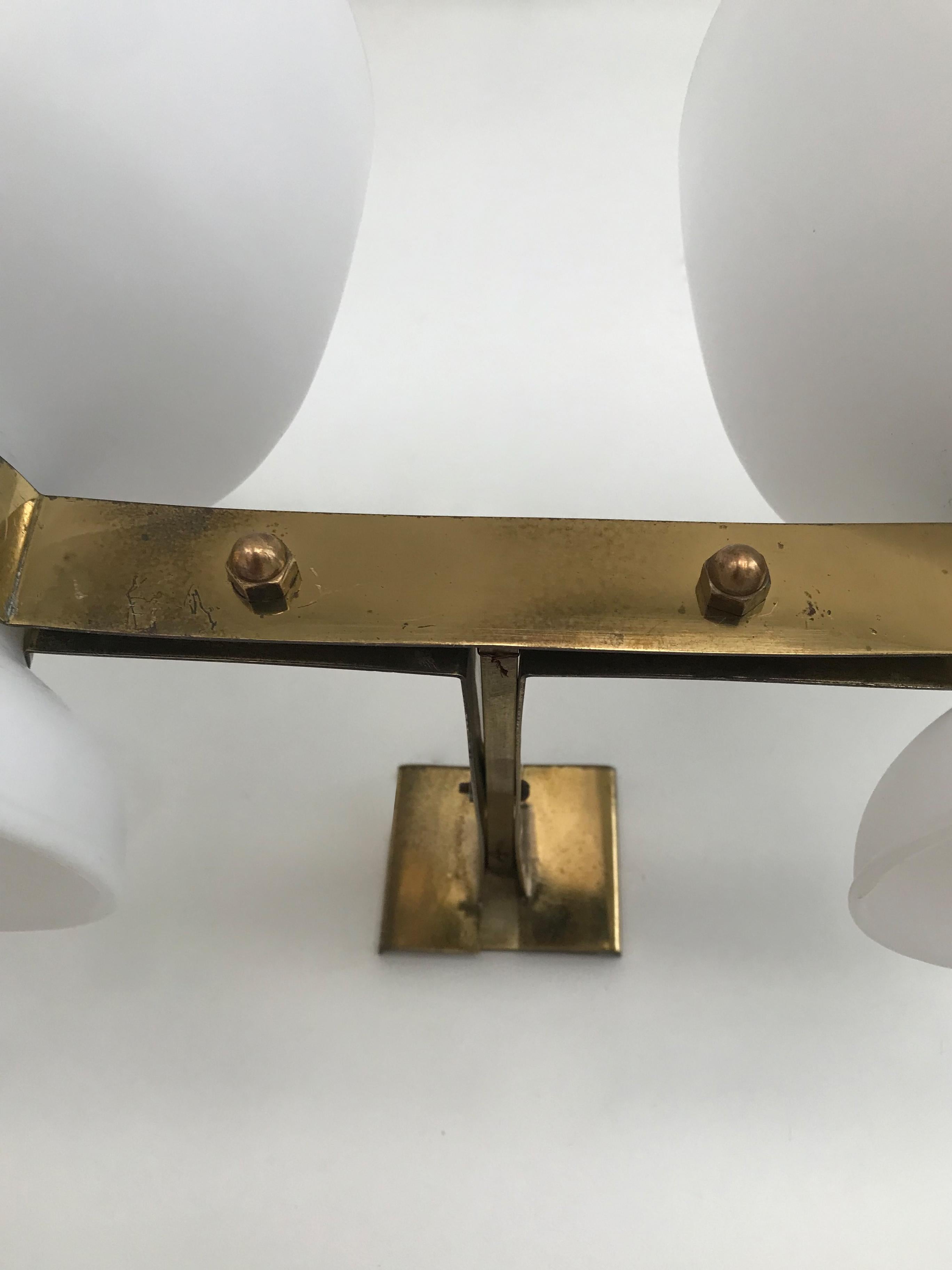 Stilnovo Italian Midcentury Modern Design Brass Glass Sconces Wall Lights 1950s For Sale 7