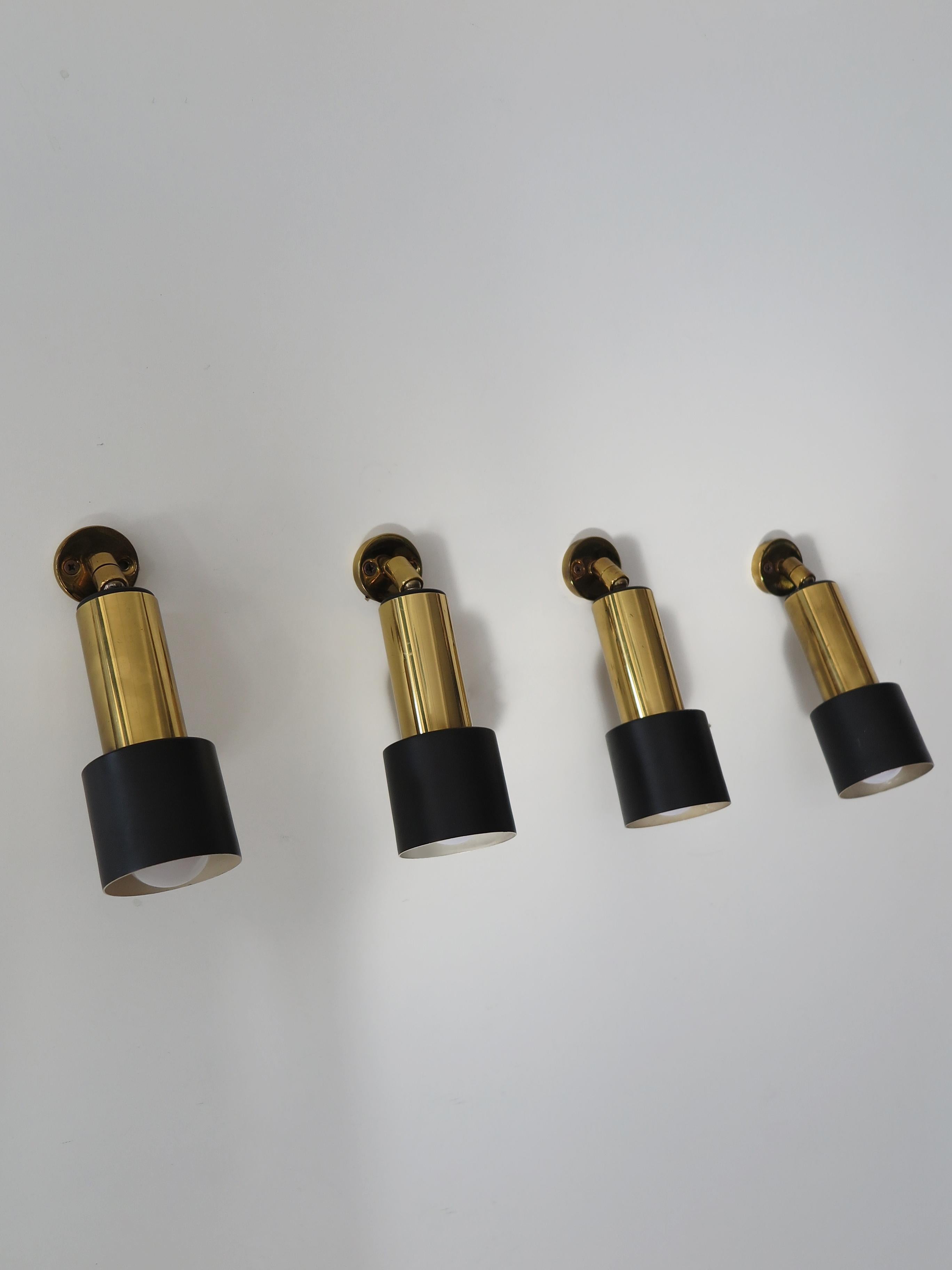 Stilnovo Italian Mid-Century Modern Design Brass Metal Wall Lights 1960s For Sale 7