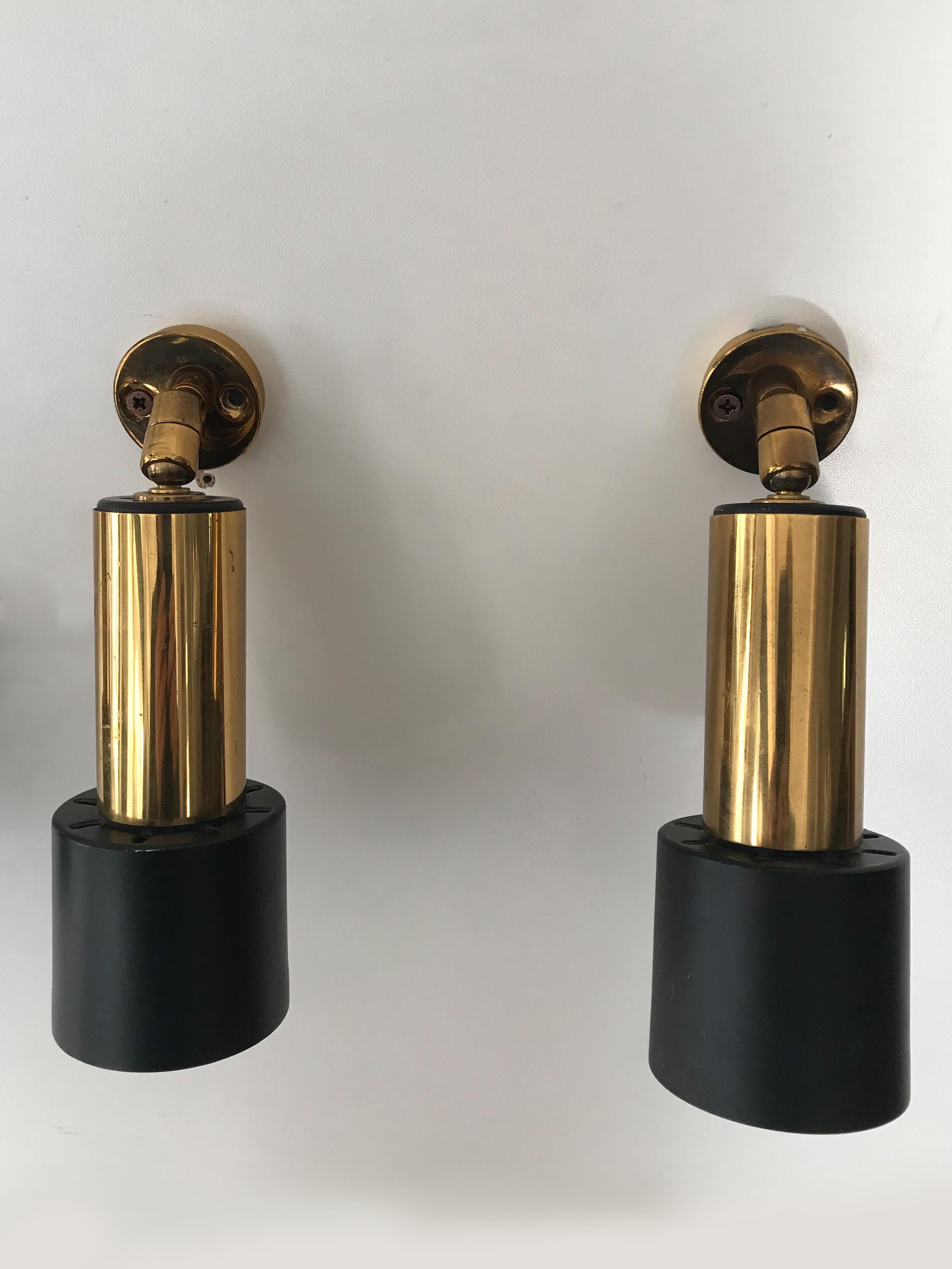 Stilnovo Italian Mid-Century Modern Design Brass Metal Wall Lights 1960s For Sale 9
