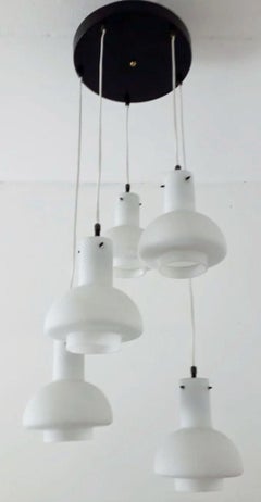 Stilnovo Italian Pendant Flush Mount, 5 Lights, Adjustable, 1960's.