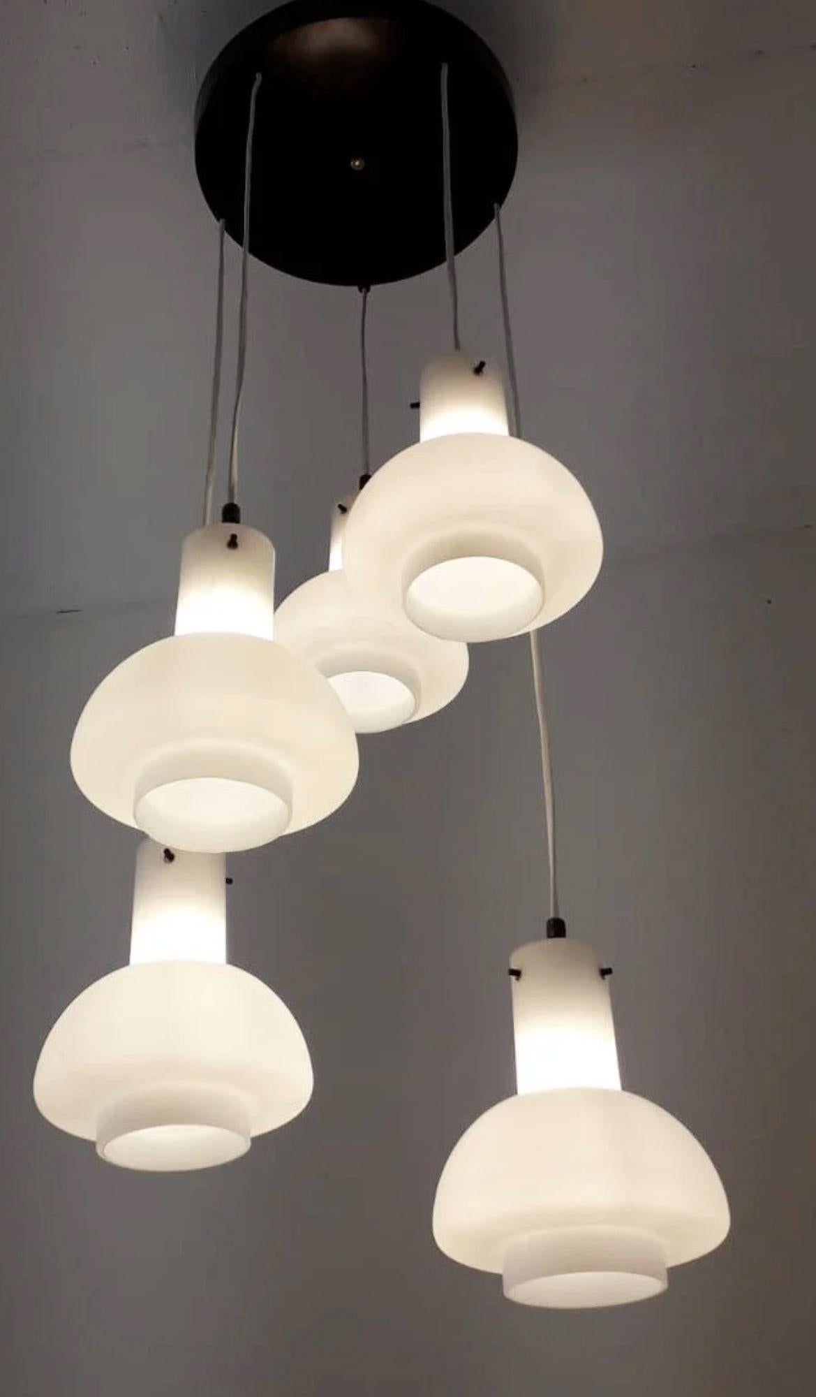 italien Stilnovo Italian Pendant Flush Mount, 5 Lights, Adjustable, 1960's. en vente