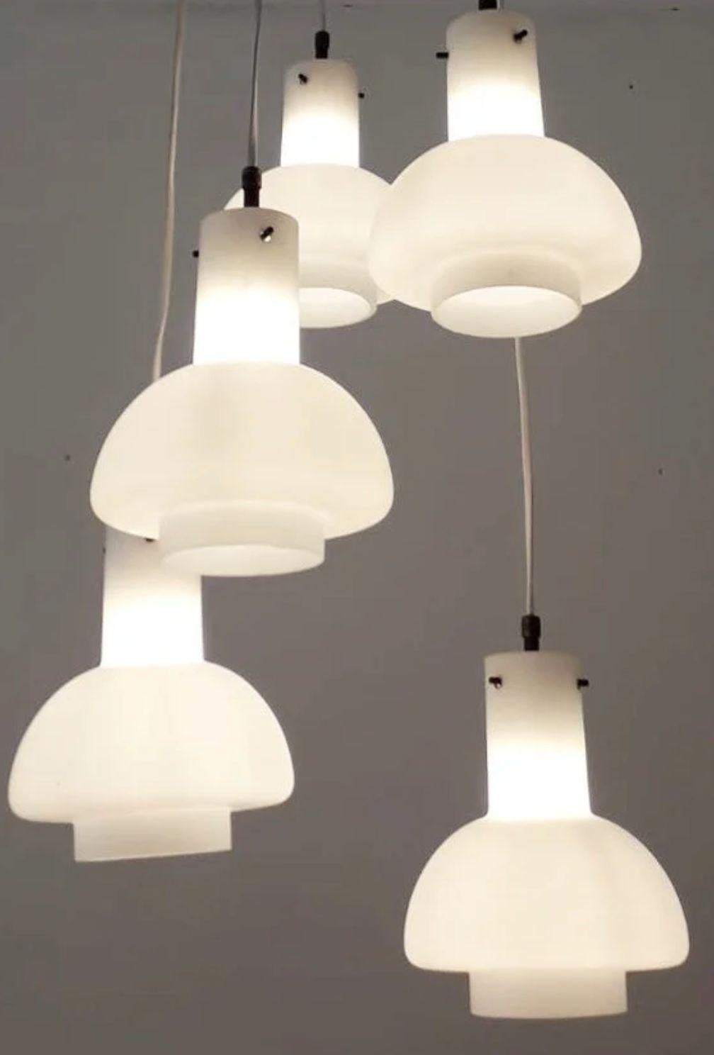 Stilnovo Italian Pendant Flush Mount, 5 Lights, Adjustable, 1960's. en vente 1
