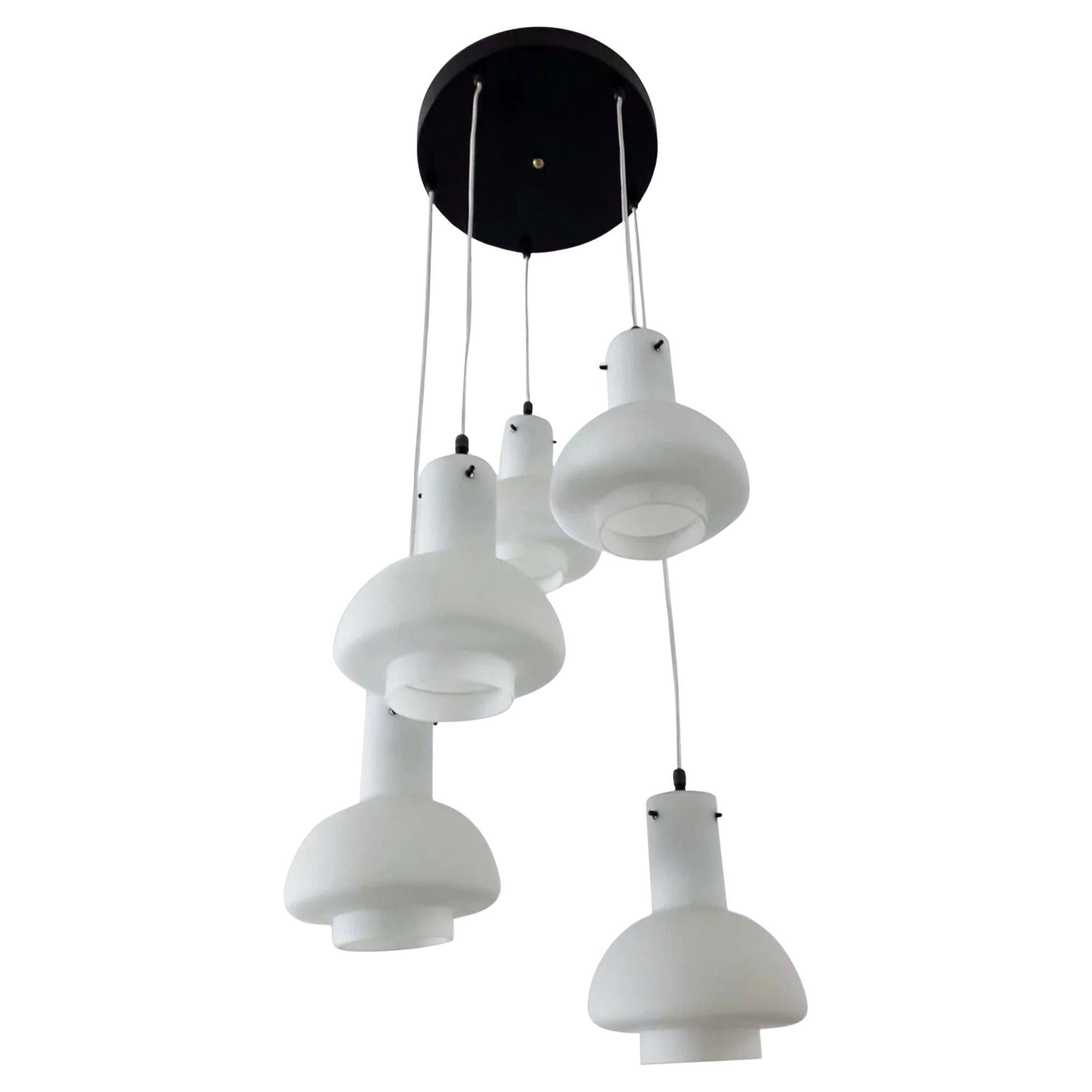 Stilnovo Italian Pendant Flush Mount, 5 Lights, Adjustable, 1960's. en vente