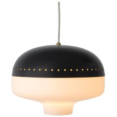 Stilnovo Italian Pendant Light Fixture Brushed Satin Opaque Glass Diffuser