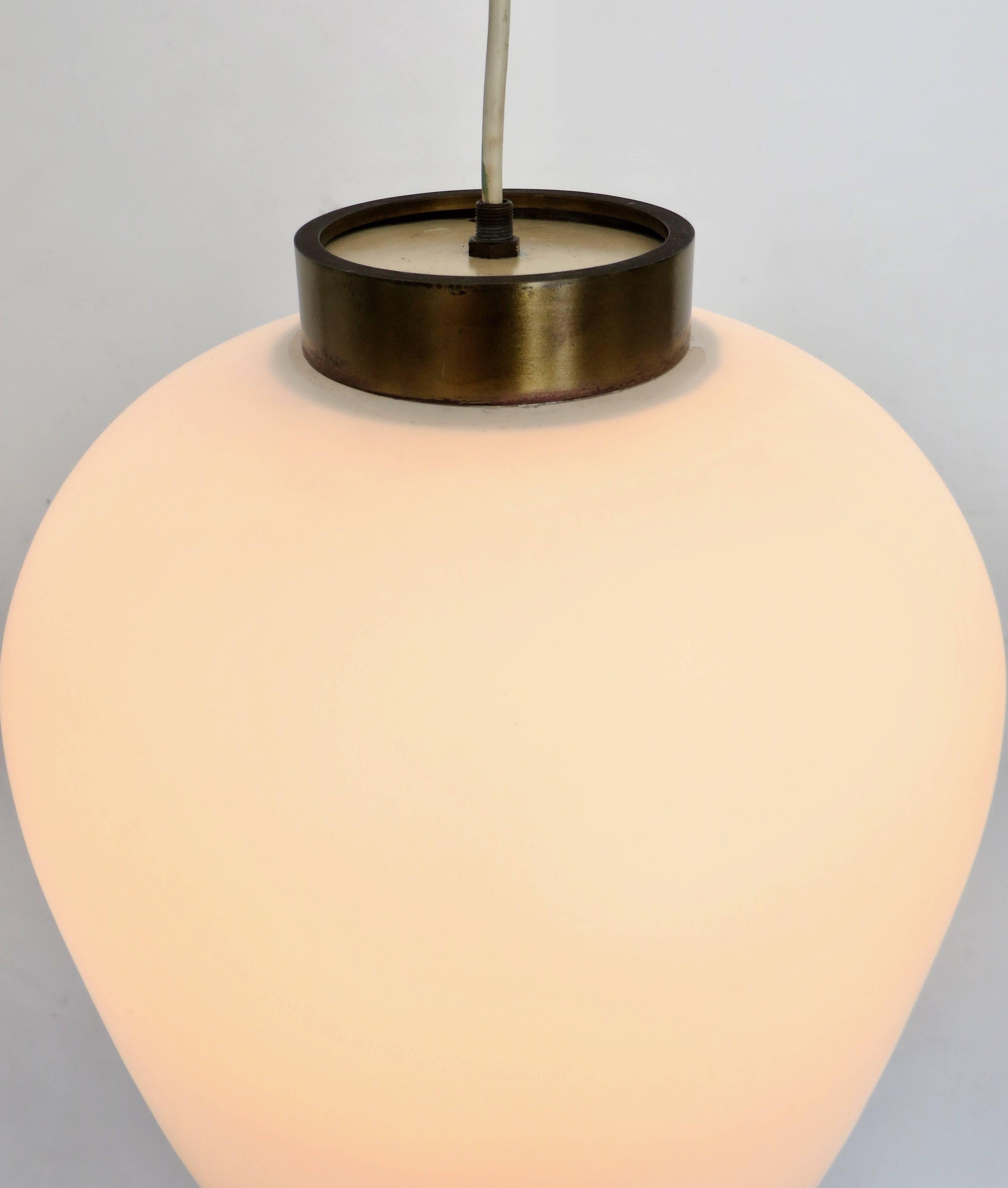 Stilnovo Italian Pendant Light Fixture with Brushed Opaque Glass Diffuser 1