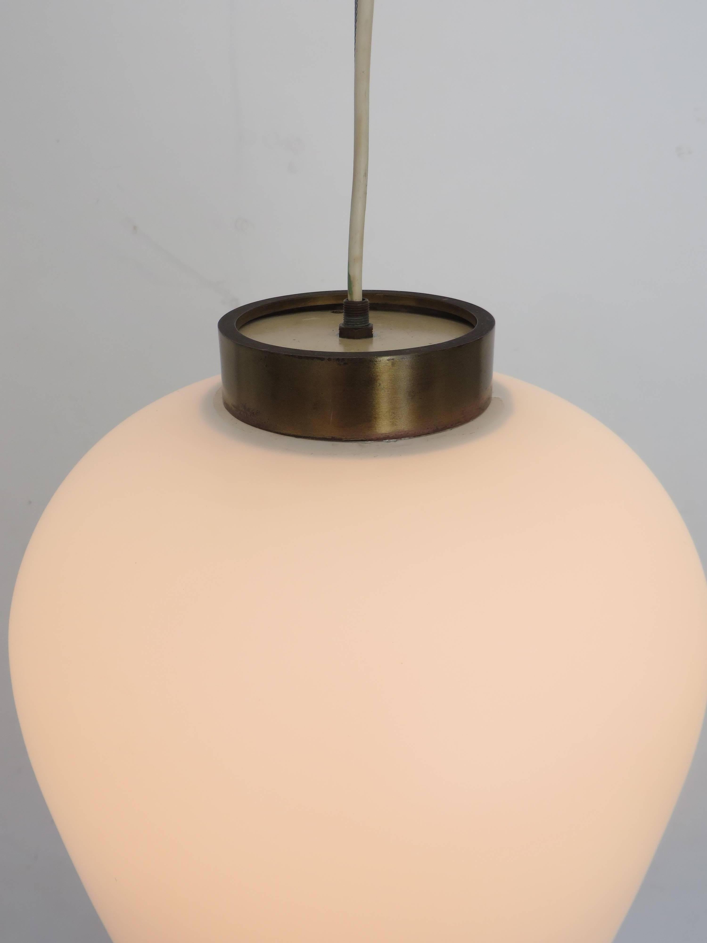 Stilnovo Italian Pendant Light Fixture with Brushed Opaque Glass Diffuser 2