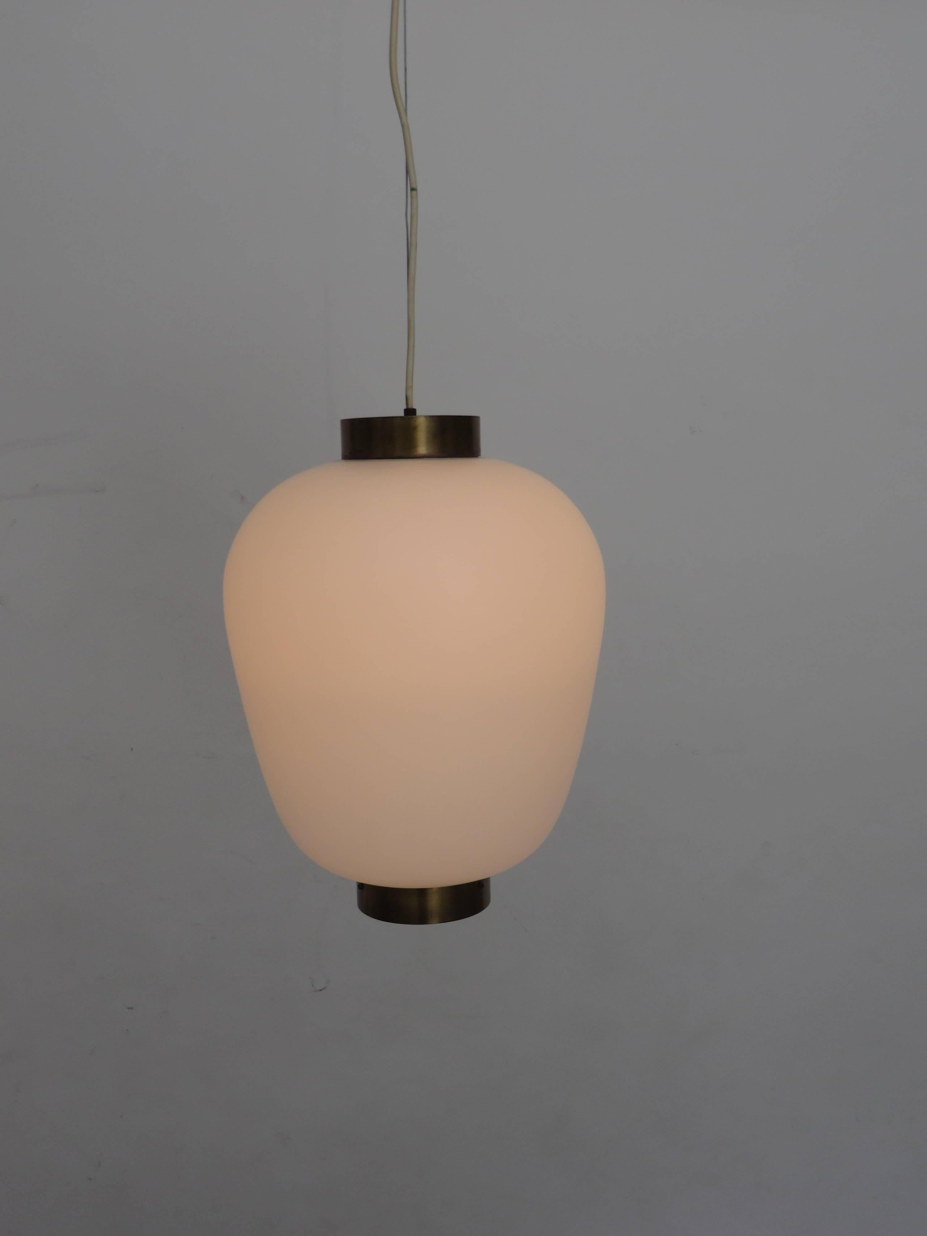 Stilnovo Italian Pendant Light Fixture with Brushed Opaque Glass Diffuser 3