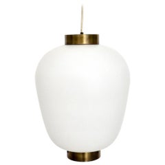 Stilnovo Italian Pendant Light Fixture with Brushed Opaque Glass Diffuser