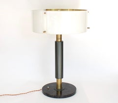 Stilnovo Italian Table Lamp Brass and Perspex Shade on Marble Base