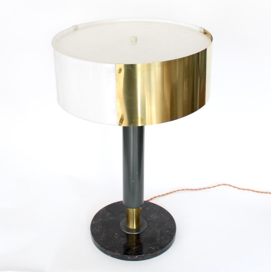 Stilnovo Italian Table Lamp Brass and Perspex Shade on Marble Base  For Sale 3