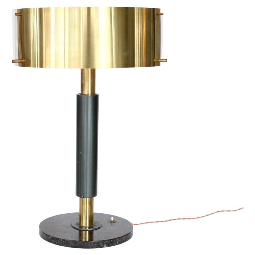 Stilnovo Italian Table Lamp Brass and Perspex Shade on Marble Base 