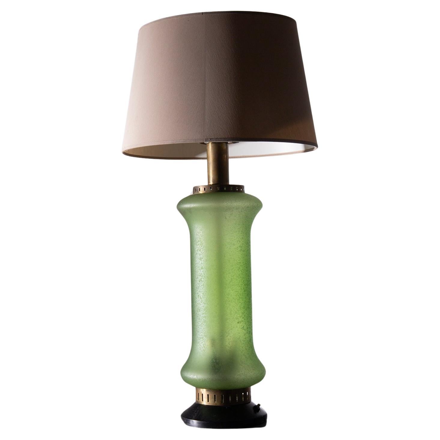 Stilnovo italian table lamp in green glass For Sale