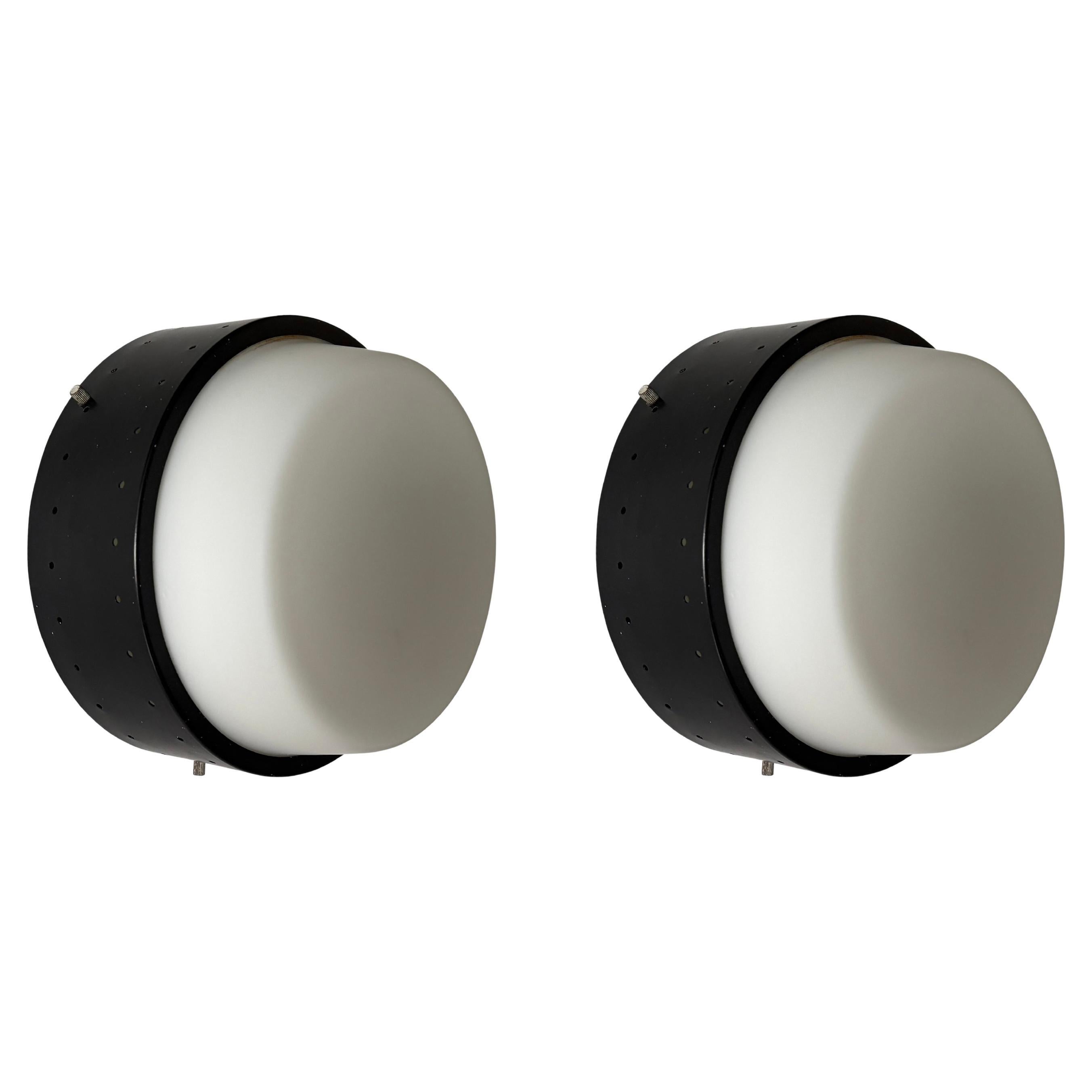 Stilnovo Italian Wall Sconces, Opaline Glass, Set of 2, 1960s