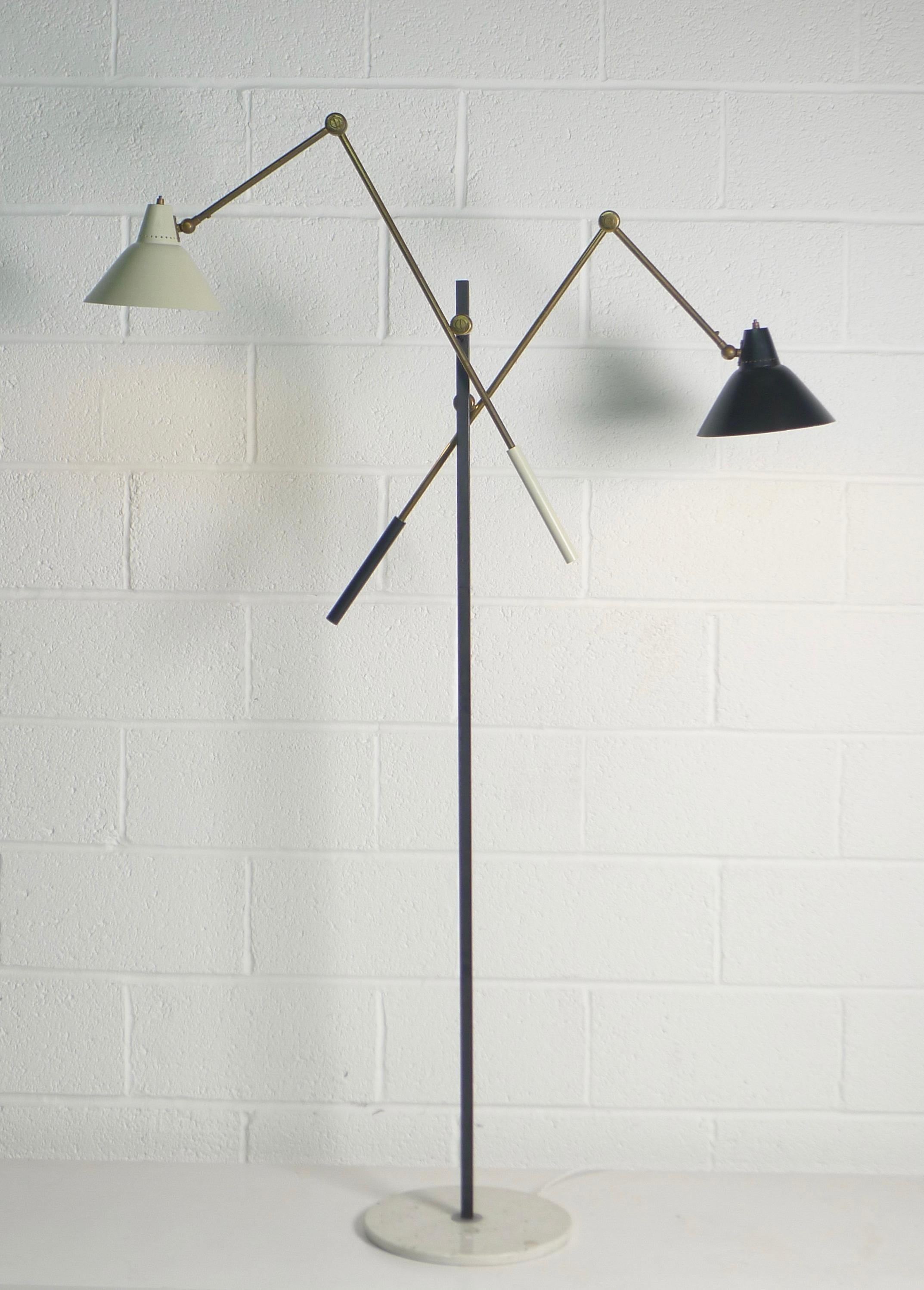 Stilnovo, Italy, 1950s Two-Arm Floor Lamp, Labelled and Stamped 3