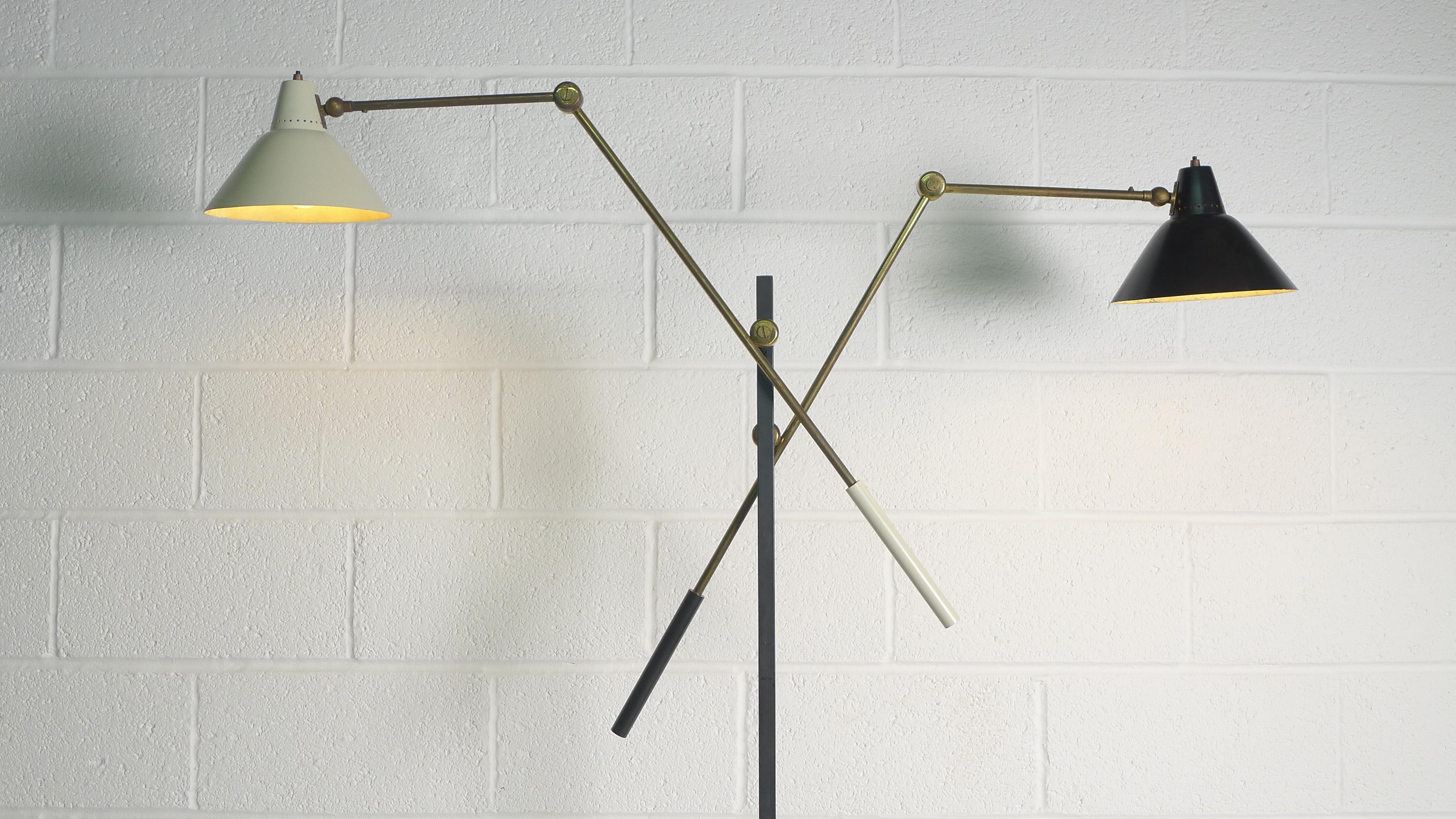 Mid-Century Modern Stilnovo, Italy, 1950s Two-Arm Floor Lamp, Labelled and Stamped