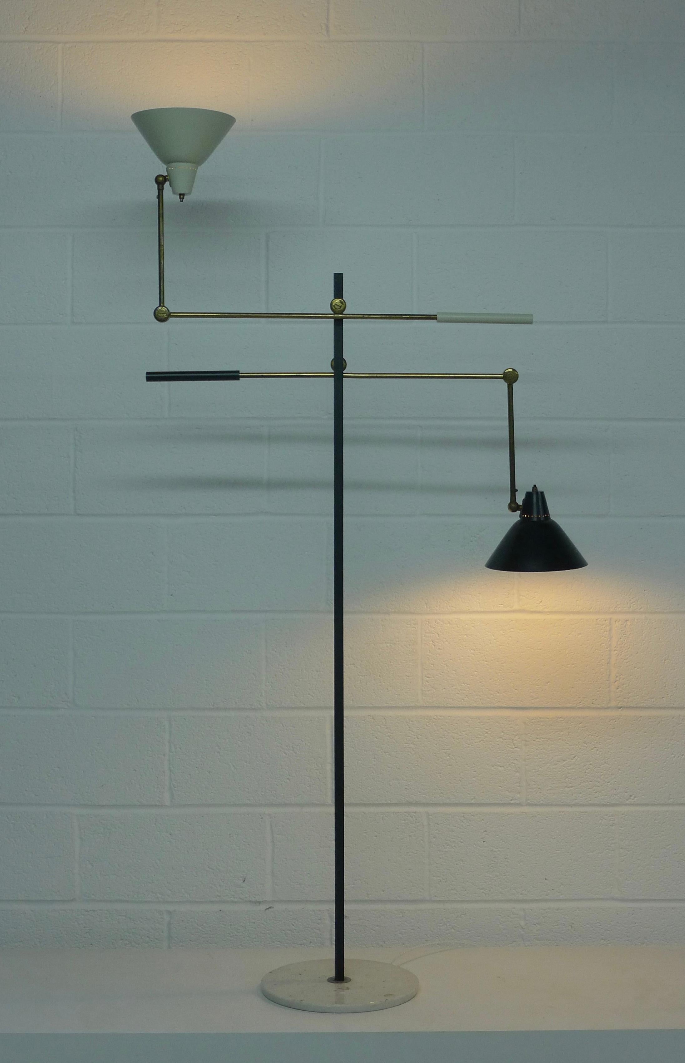 Stilnovo, Italy, 1950s Two-Arm Floor Lamp, Labelled and Stamped In Good Condition In Wargrave, Berkshire