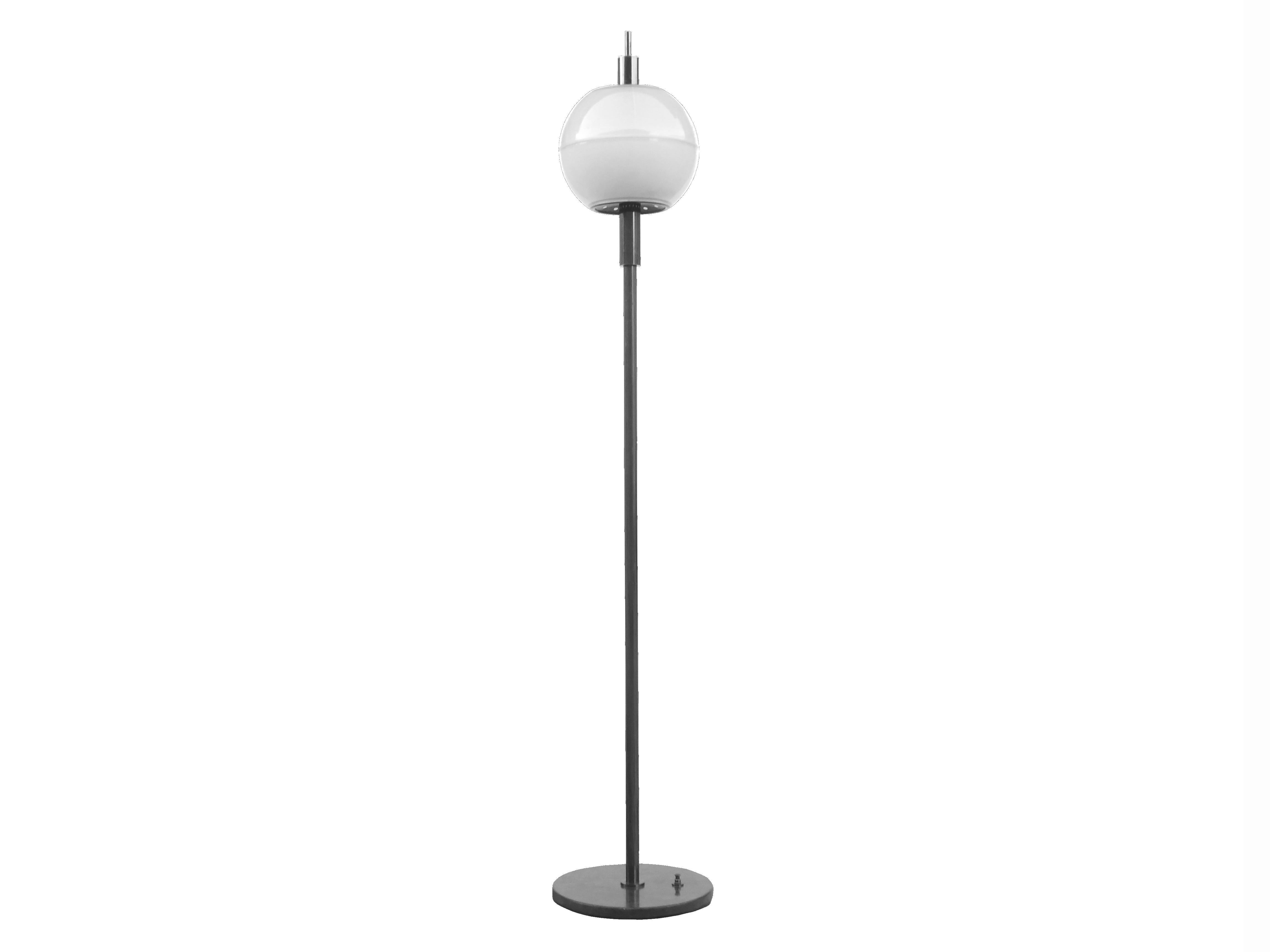 Stilnovo Italy Design Years '60 Floor Lamp in Marble, Glass & Galvanized Metal For Sale 4
