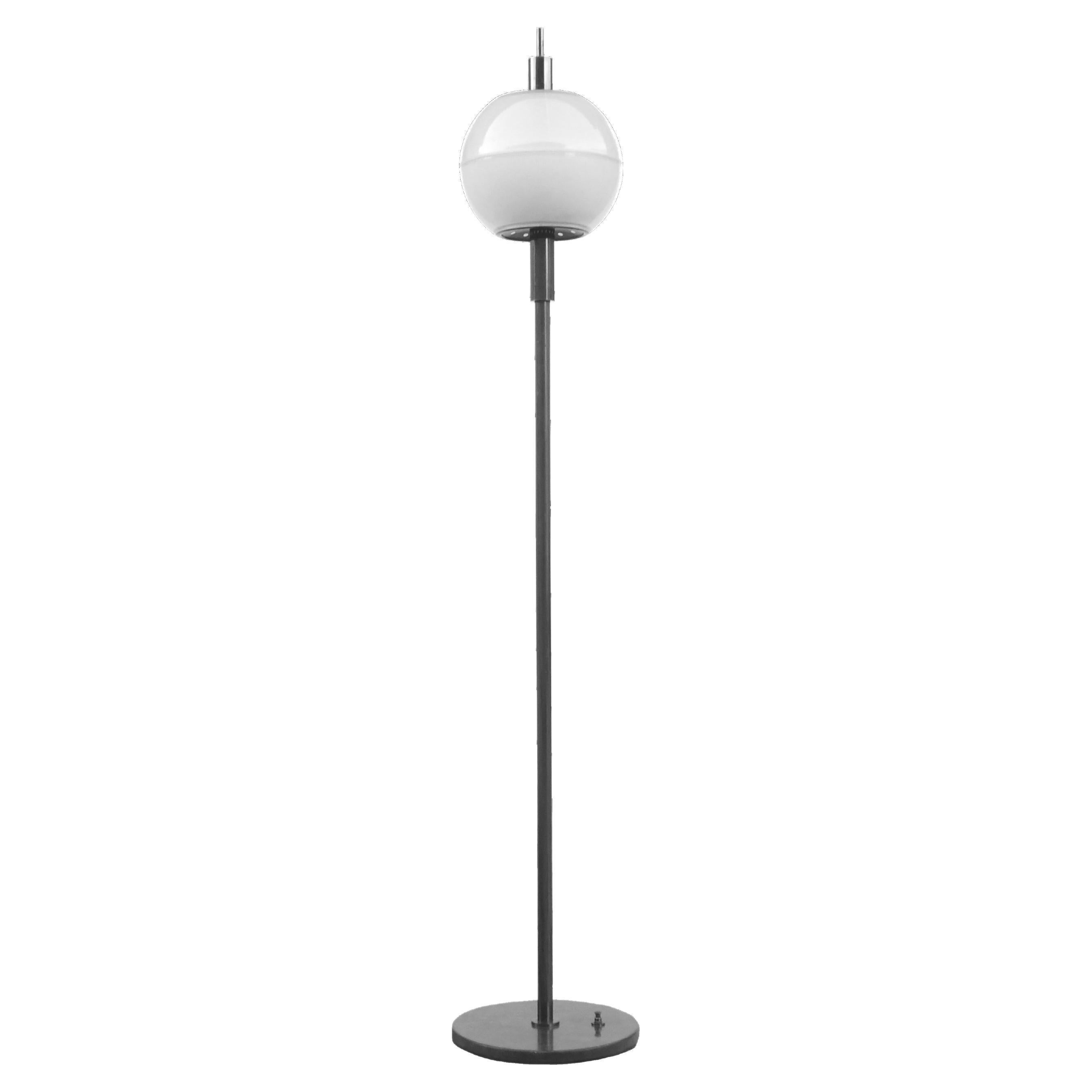 Stilnovo Italy Design Years '60 Floor Lamp in Marble, Glass & Galvanized Metal For Sale