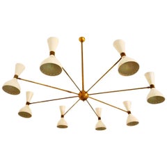 Stilnovo Ivory Moonlight Modernist Sputnik Chandelier Eight Arms & Seize Light