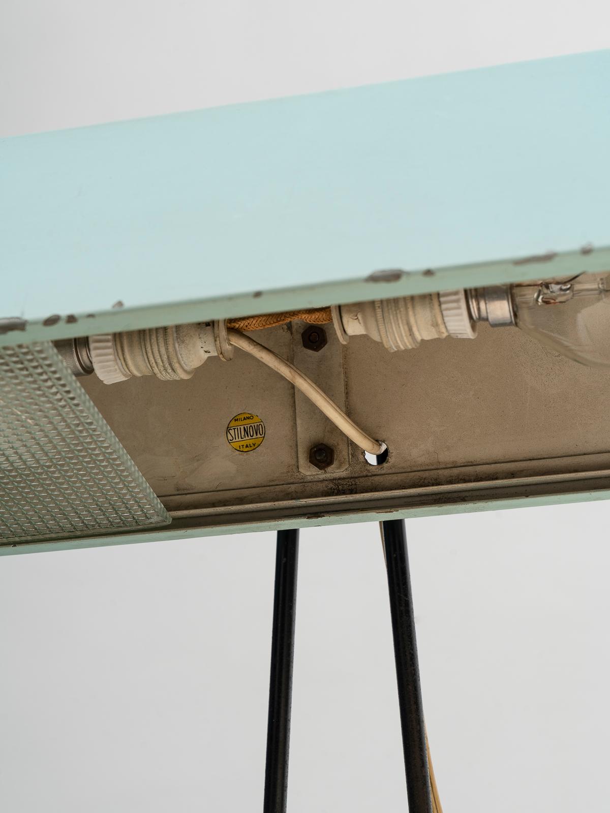 Stilnovo Labeled Pair of Midcentury Mod 8029 Black & Aquamarine Table Lamps 1960 For Sale 3