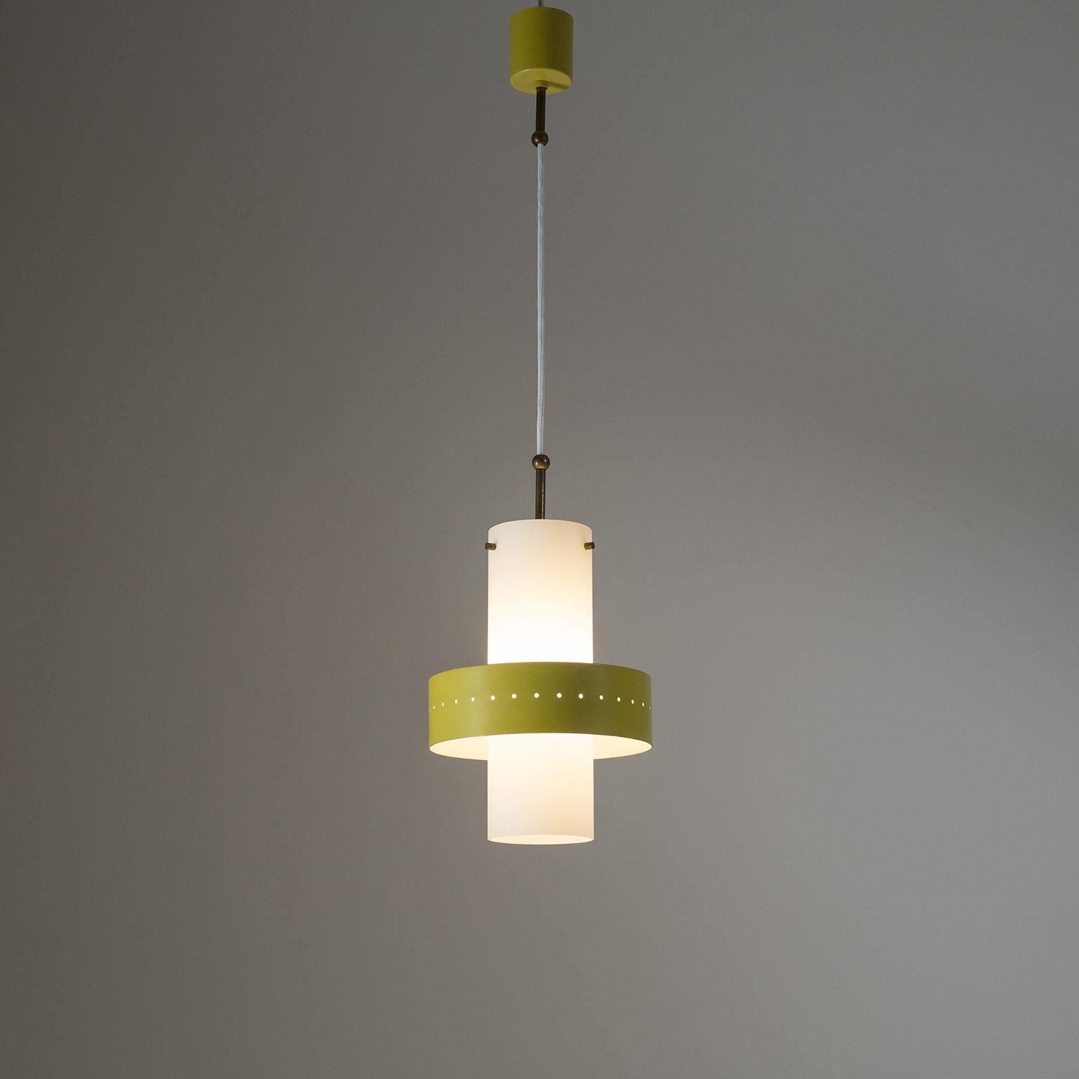 Stilnovo Lacquered and Satin Glass Pendant, 1950s 10