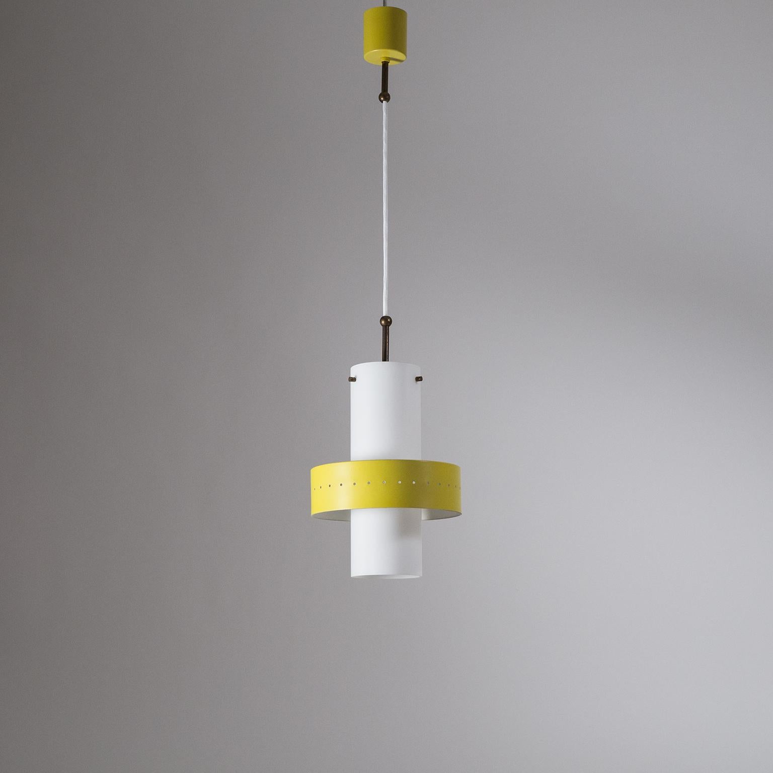 Stilnovo Lacquered and Satin Glass Pendant, 1950s 11