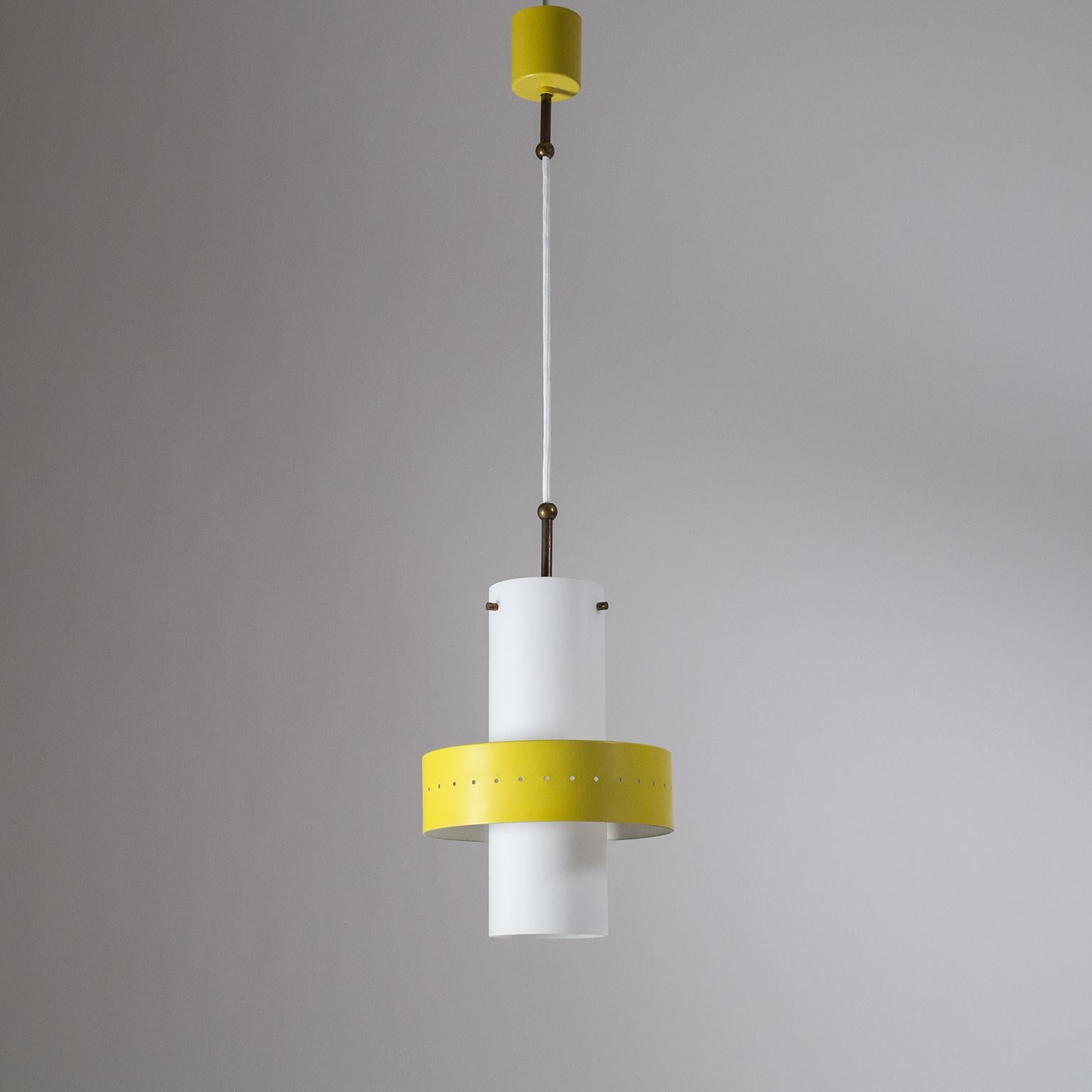 Stilnovo satin glass pendant with pierced and lacquered 