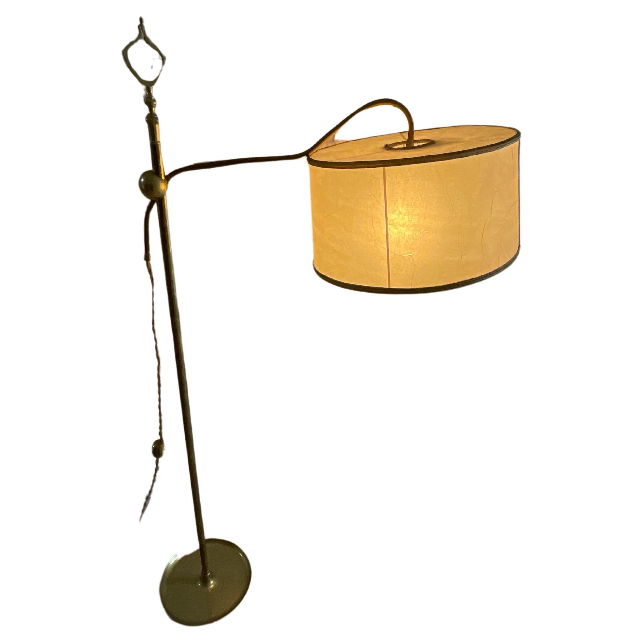 Stilnovo - Floor lamp - brass and faux parchment - 1950s For Sale