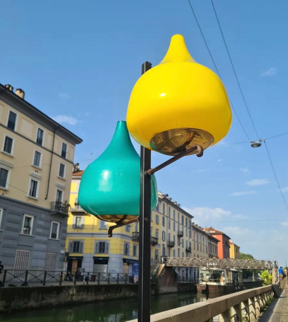 STILNOVO floor lamp brass glass marble iron 1950s ITALY For Sale 3