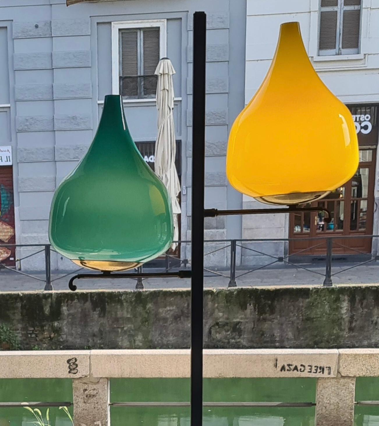STILNOVO floor lamp brass glass marble iron 1950s ITALY For Sale 4