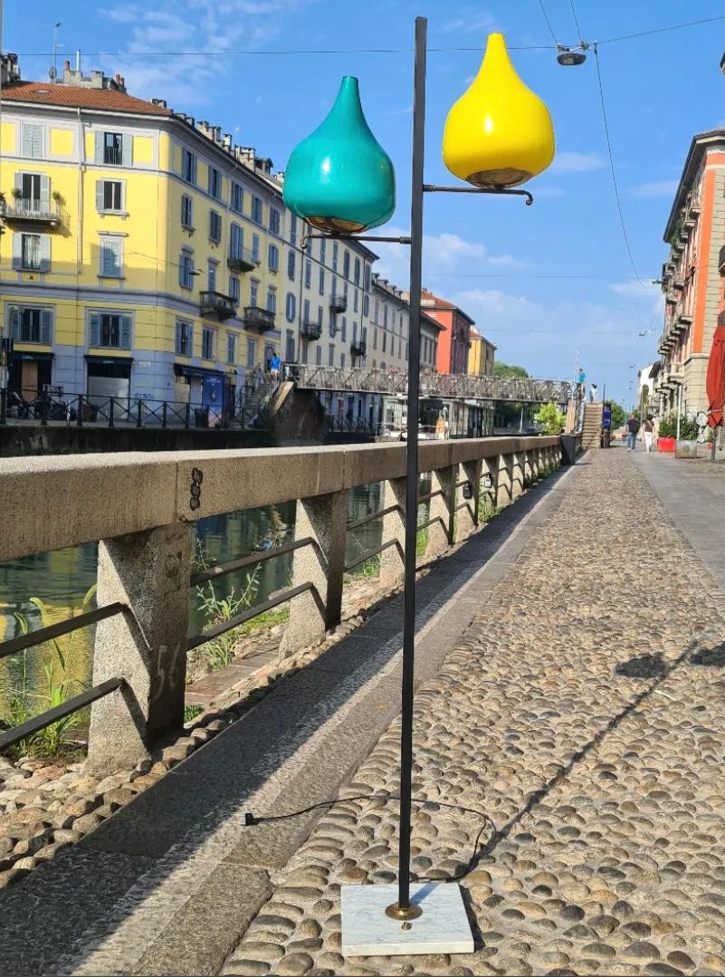 Other STILNOVO floor lamp brass glass marble iron 1950s ITALY For Sale
