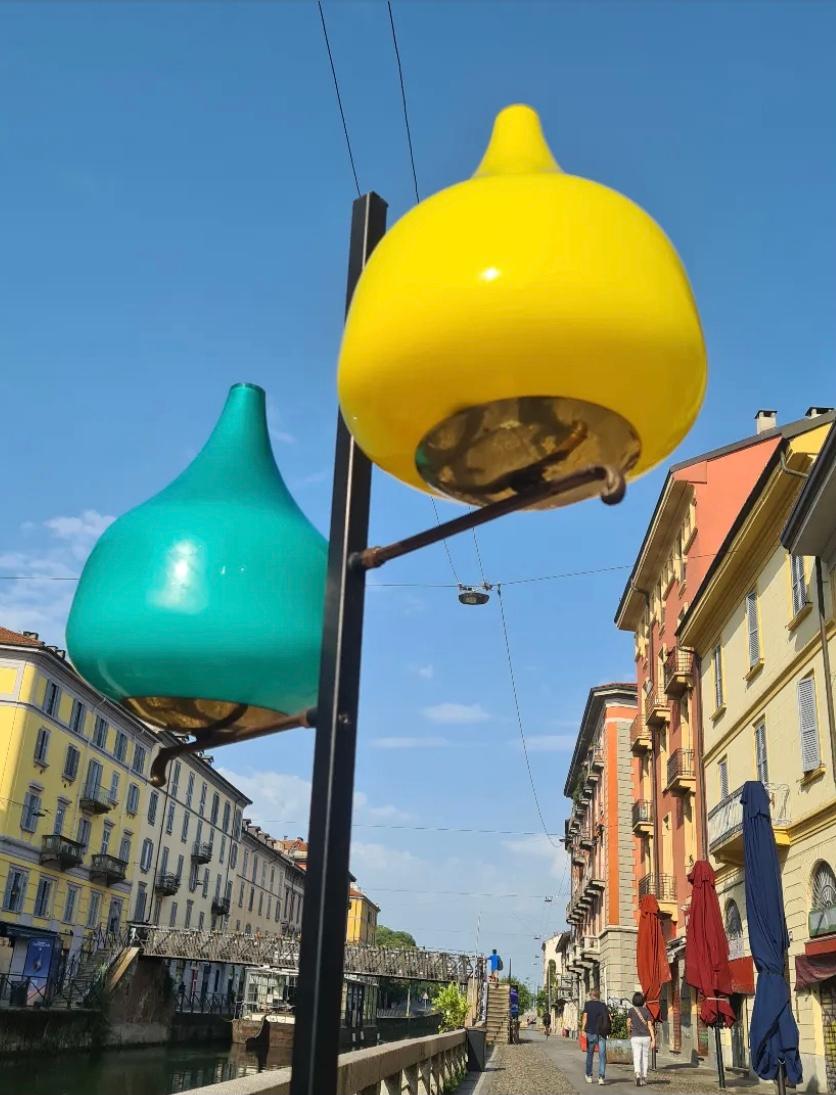 Italian STILNOVO floor lamp brass glass marble iron 1950s ITALY For Sale