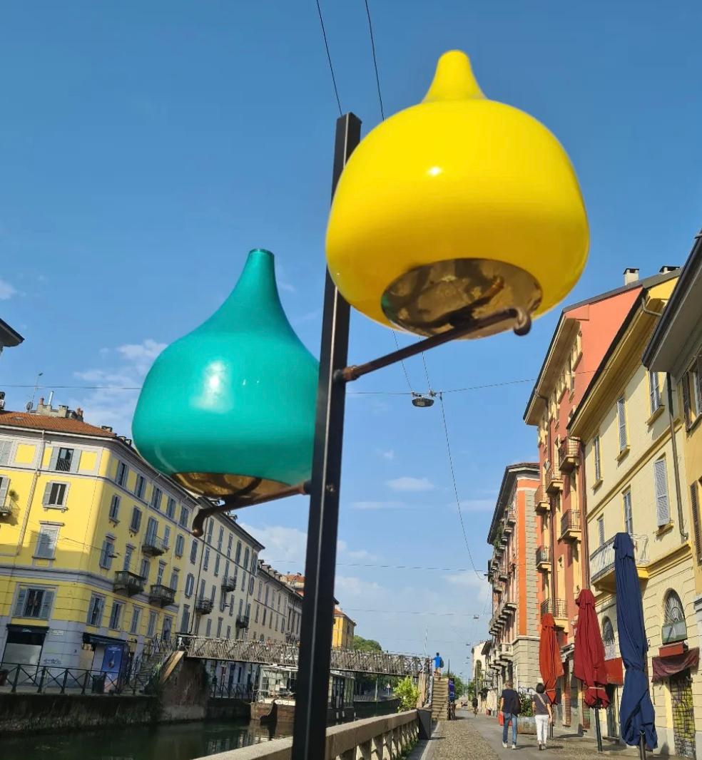 STILNOVO floor lamp brass glass marble iron 1950s ITALY For Sale 1
