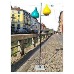 STILNOVO floor lamp brass glass marble iron 1950s ITALY