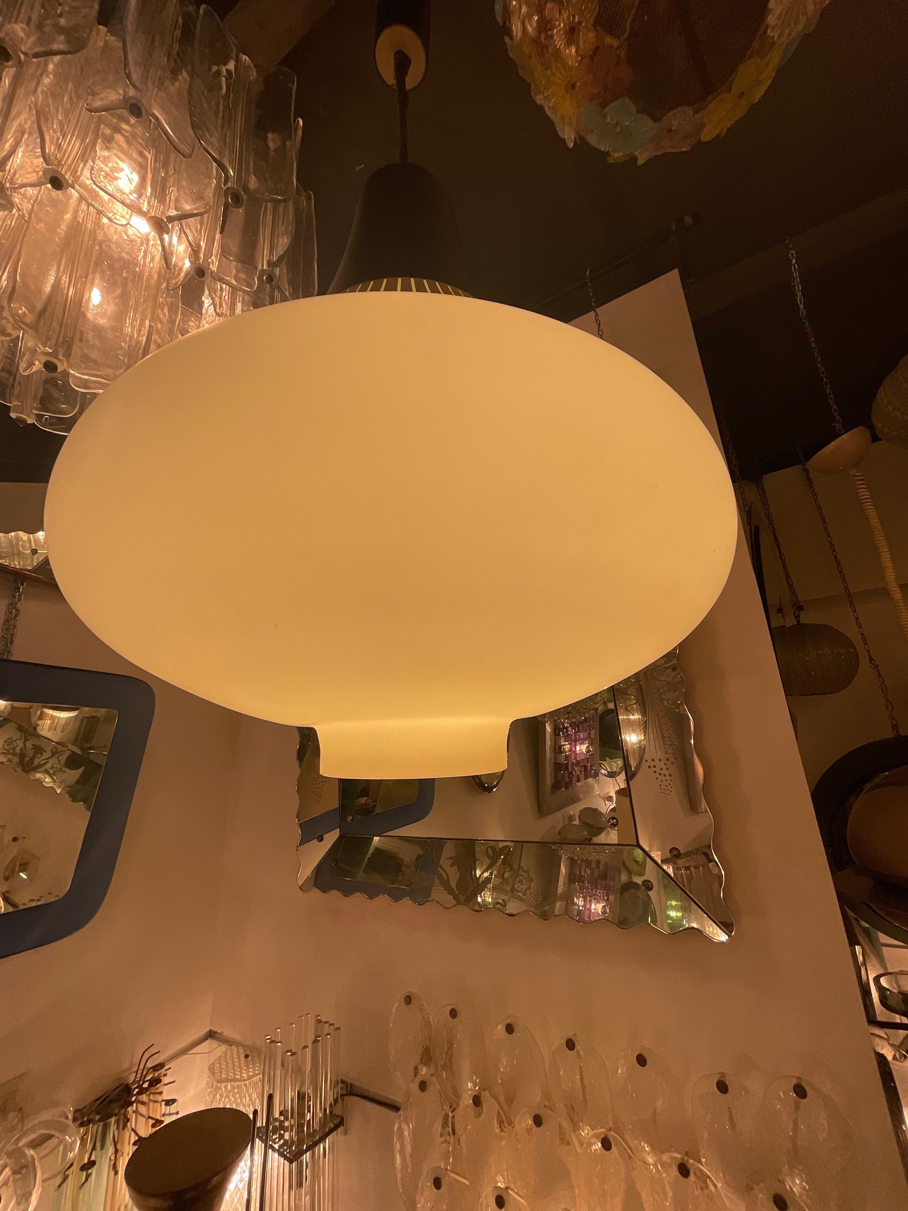 STILNOVO - 60's chandelier - 3 stratus opaline glass - Made in ITALI For Sale 2